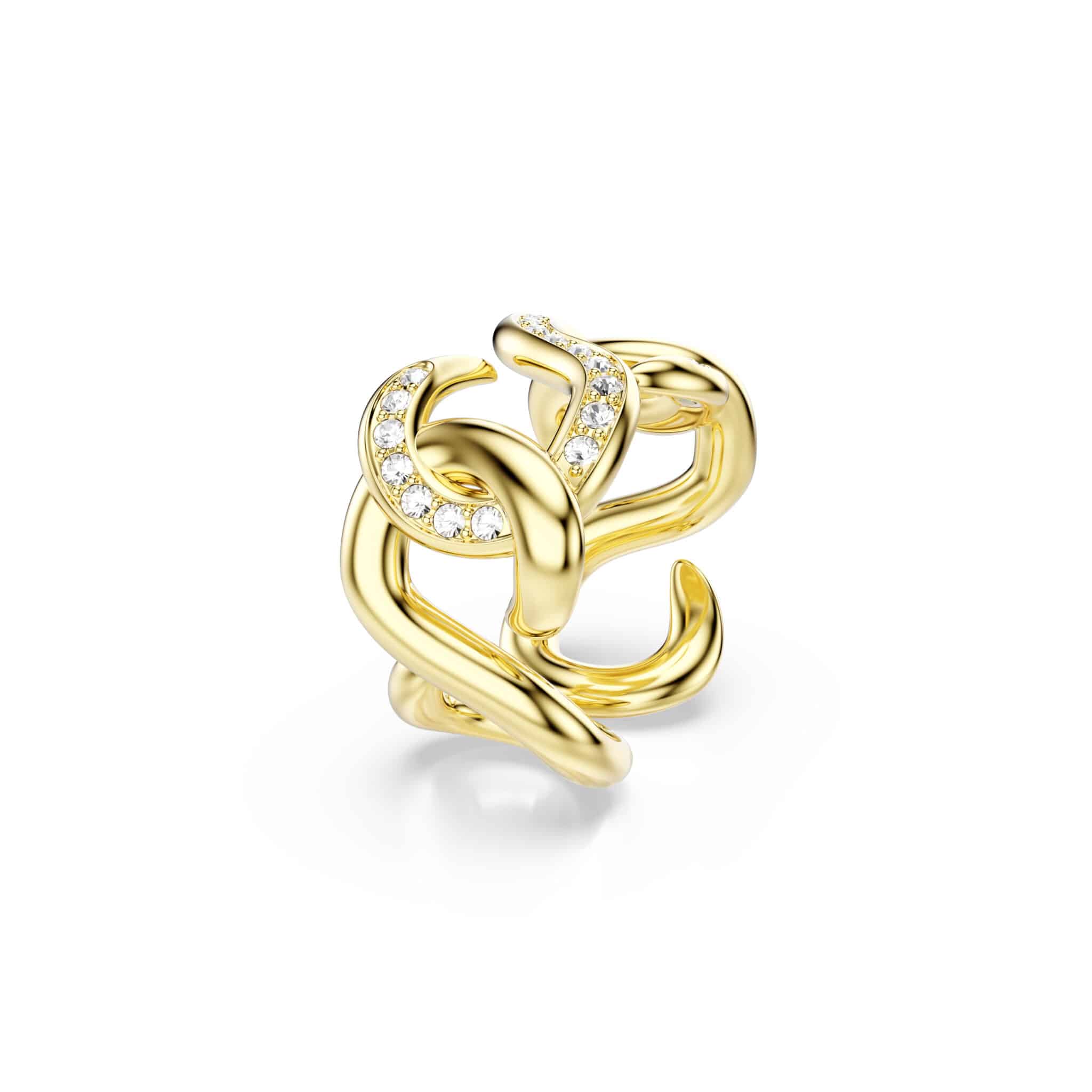 Swarovski Dextera Open ring, Round cut, White, Gold-tone plated -Swarovski