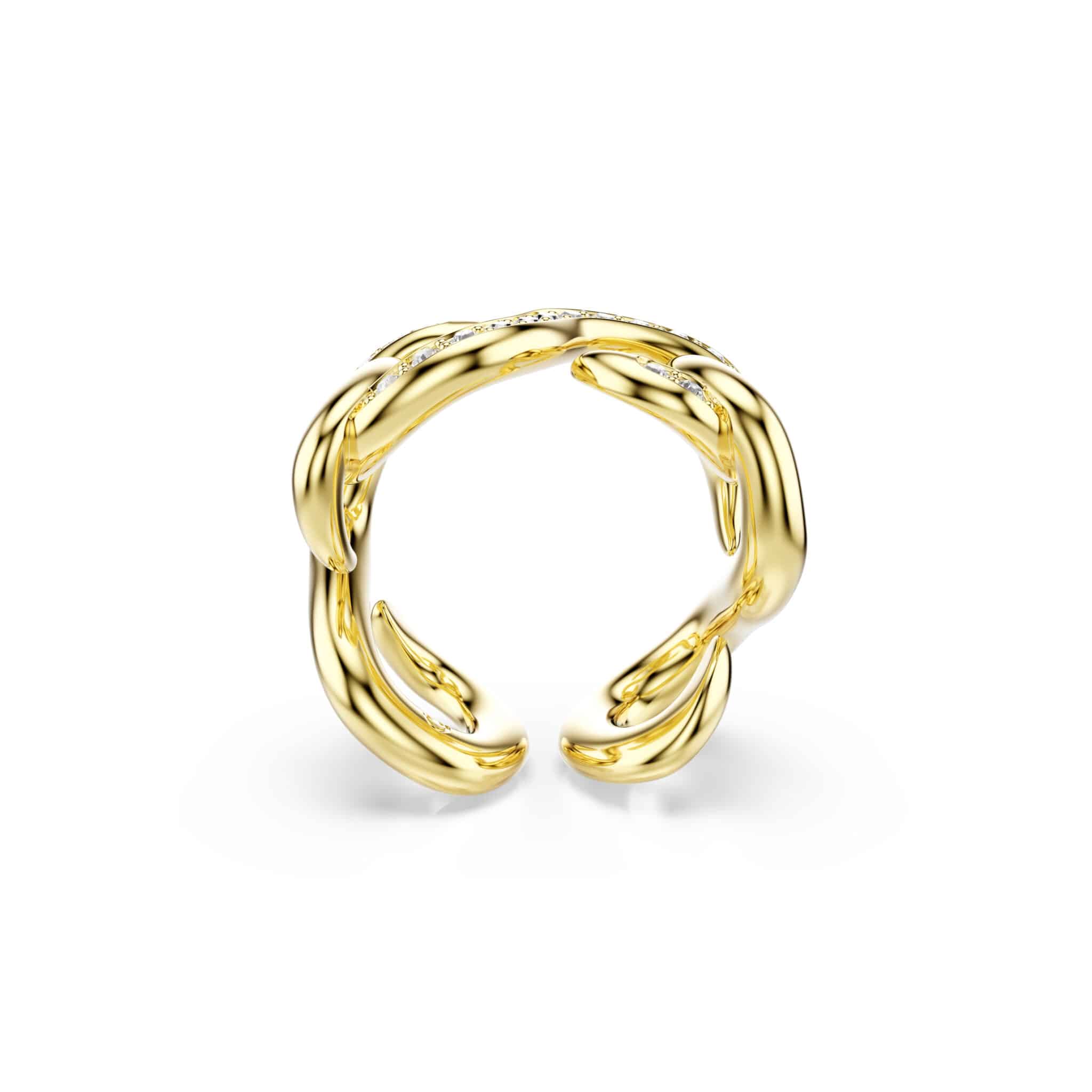 Swarovski Dextera Open ring, Round cut, White, Gold-tone plated -Swarovski