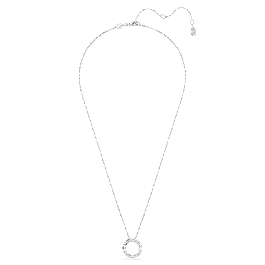 Swarovski Dextera Pendant, Pavé, White, Rhodium Plated -Swarovski