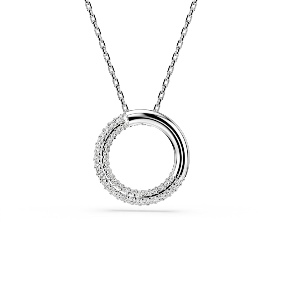 Swarovski Dextera Pendant, Pavé, White, Rhodium Plated -Swarovski