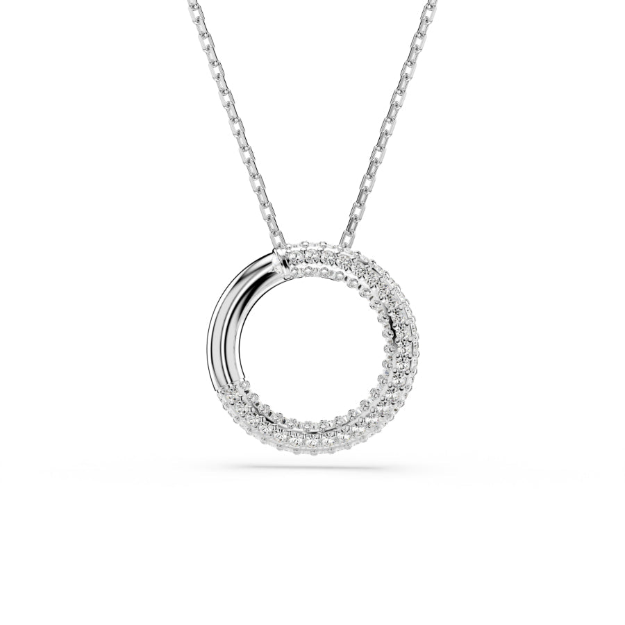 Swarovski Dextera Pendant, Pavé, White, Rhodium Plated -Swarovski