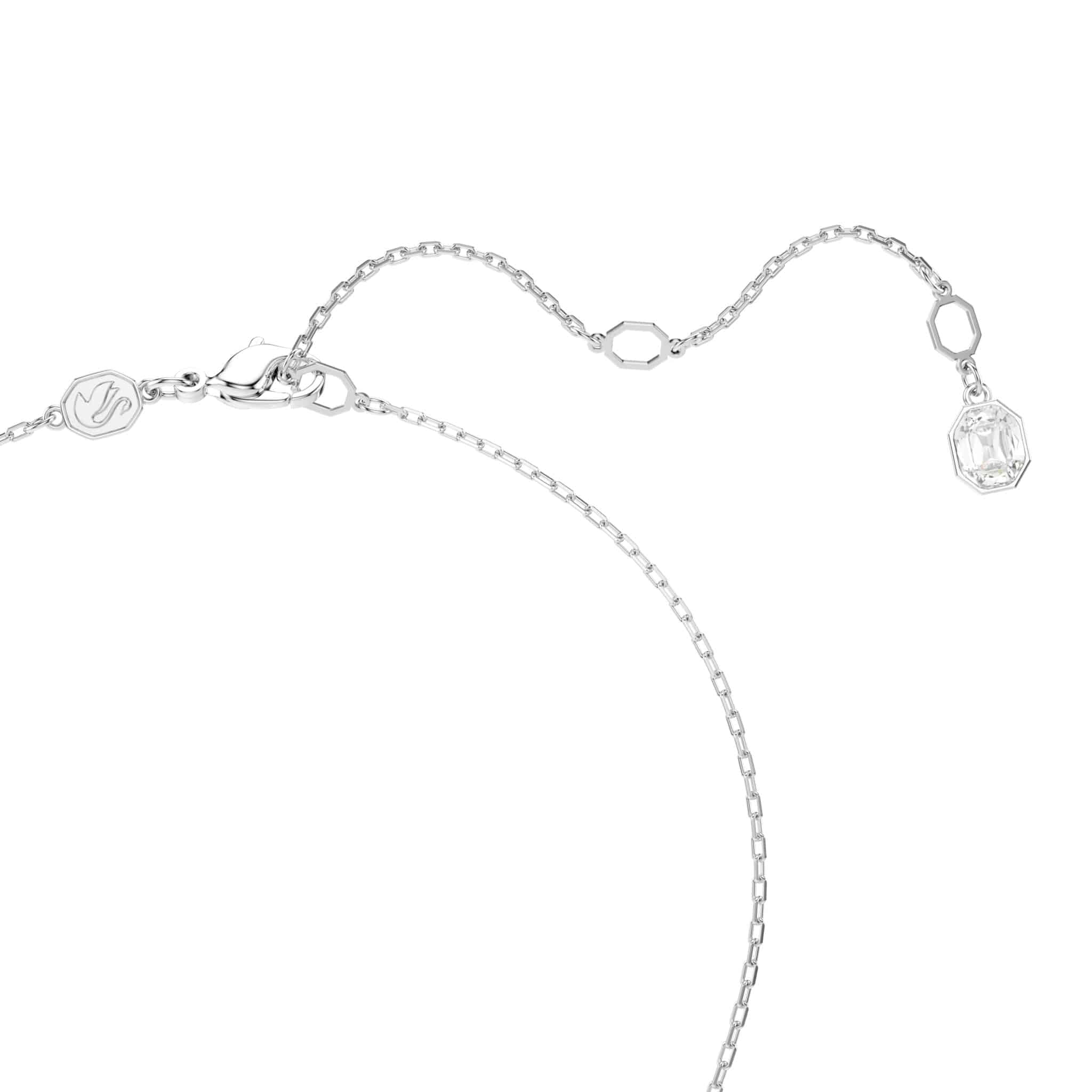 Swarovski Dextera Pendant, Round Cut, White, Rhodium Plated -Swarovski