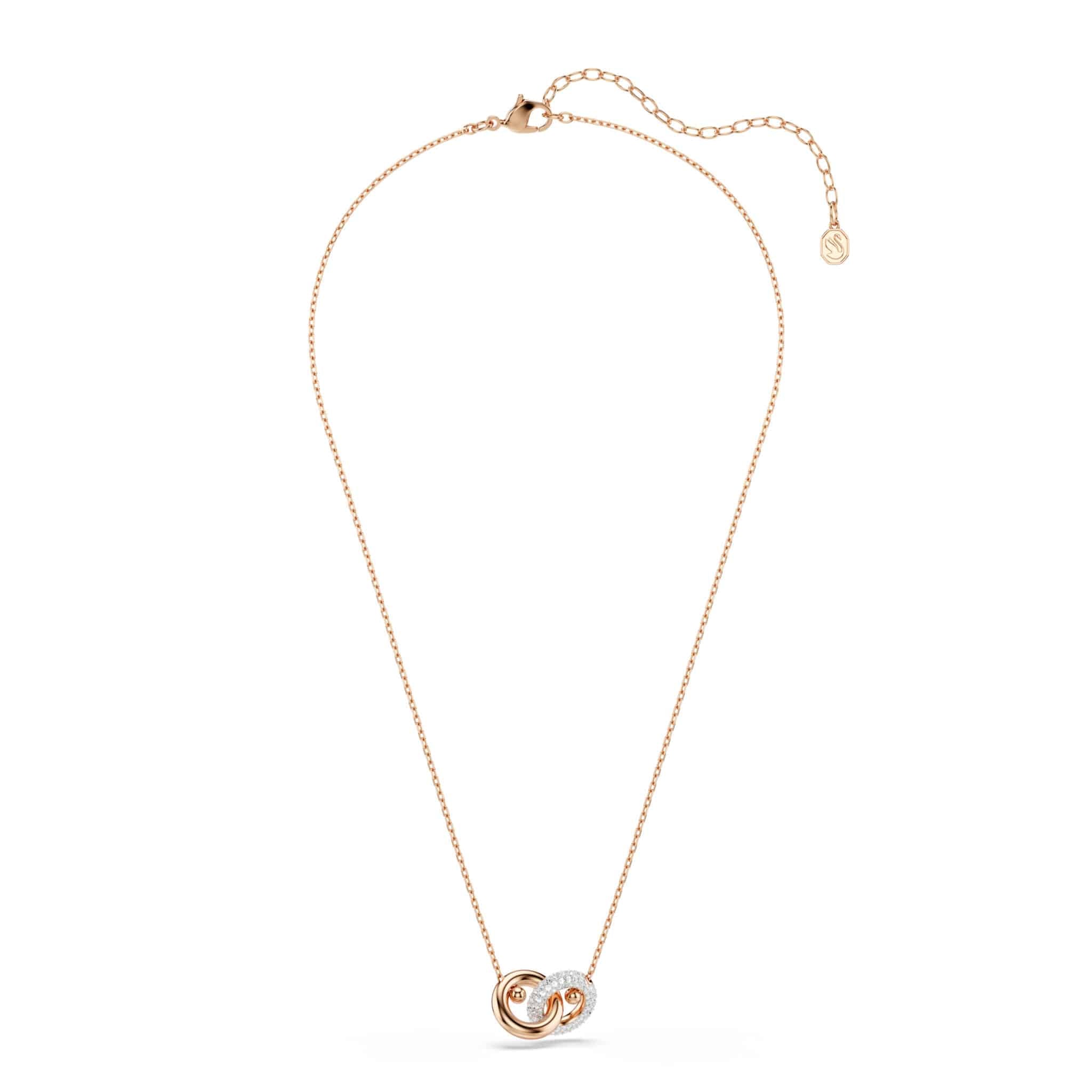 Swarovski Dextera Pendant, Round cut, White, Rose gold-tone plated -Swarovski