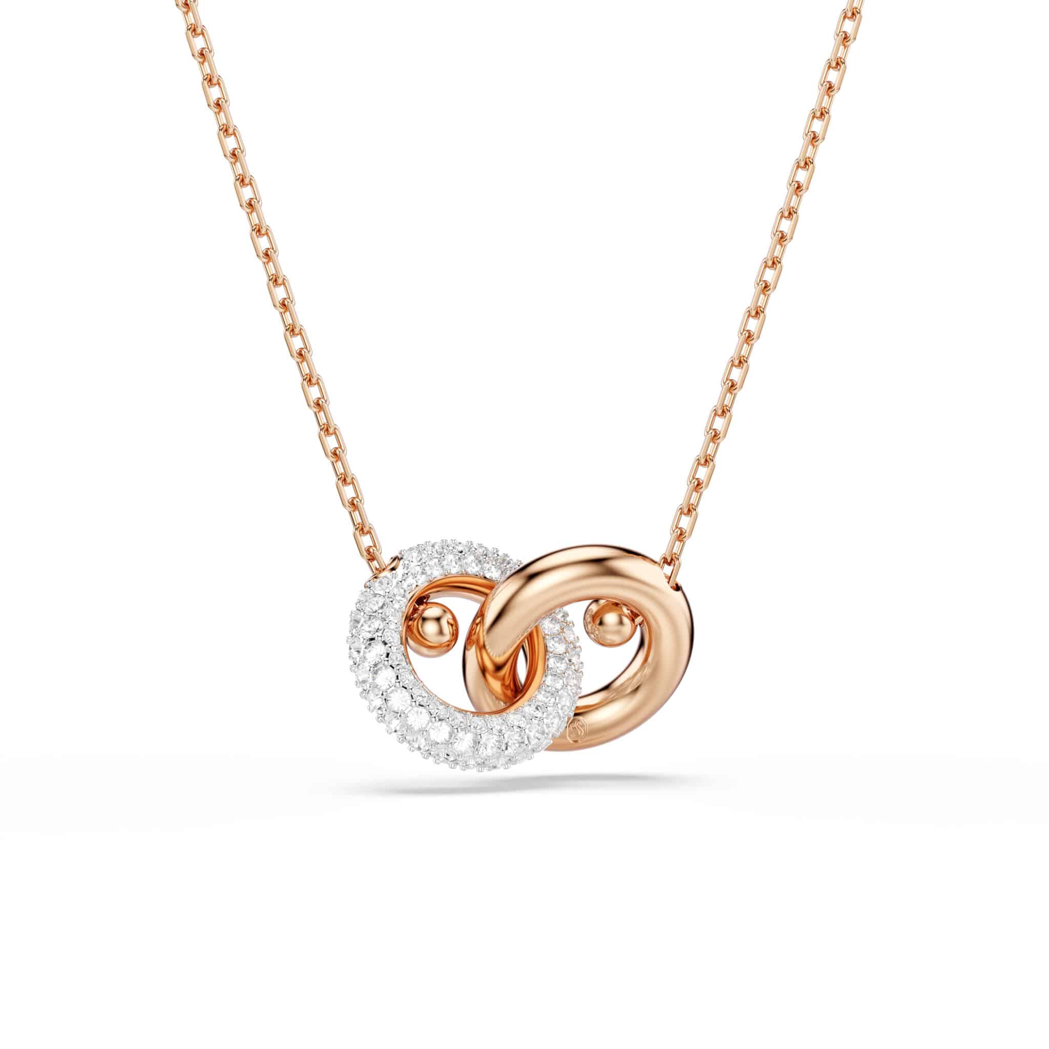 Swarovski Dextera Pendant, Round cut, White, Rose gold-tone plated -Swarovski