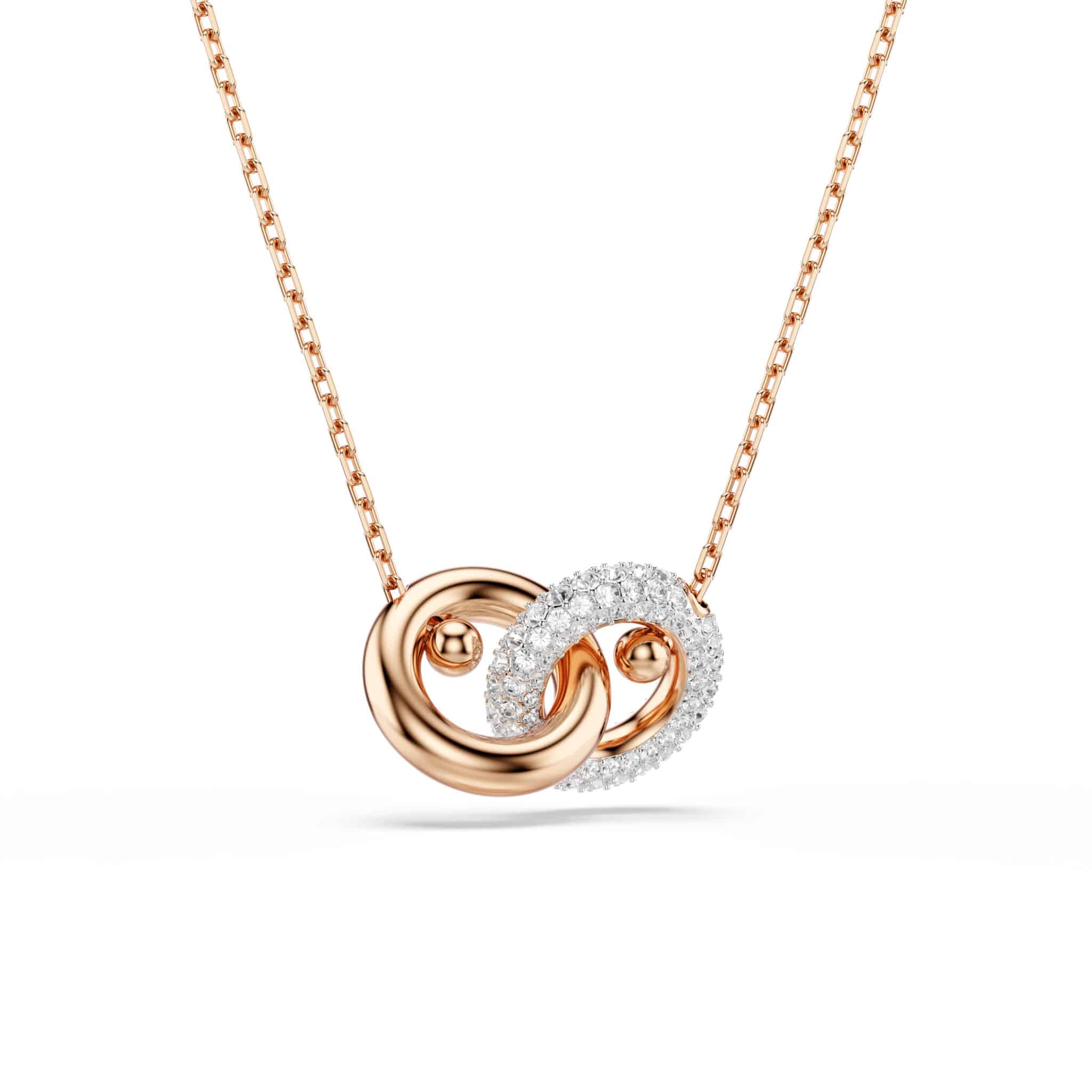 Swarovski Dextera Pendant, Round cut, White, Rose gold-tone plated -Swarovski