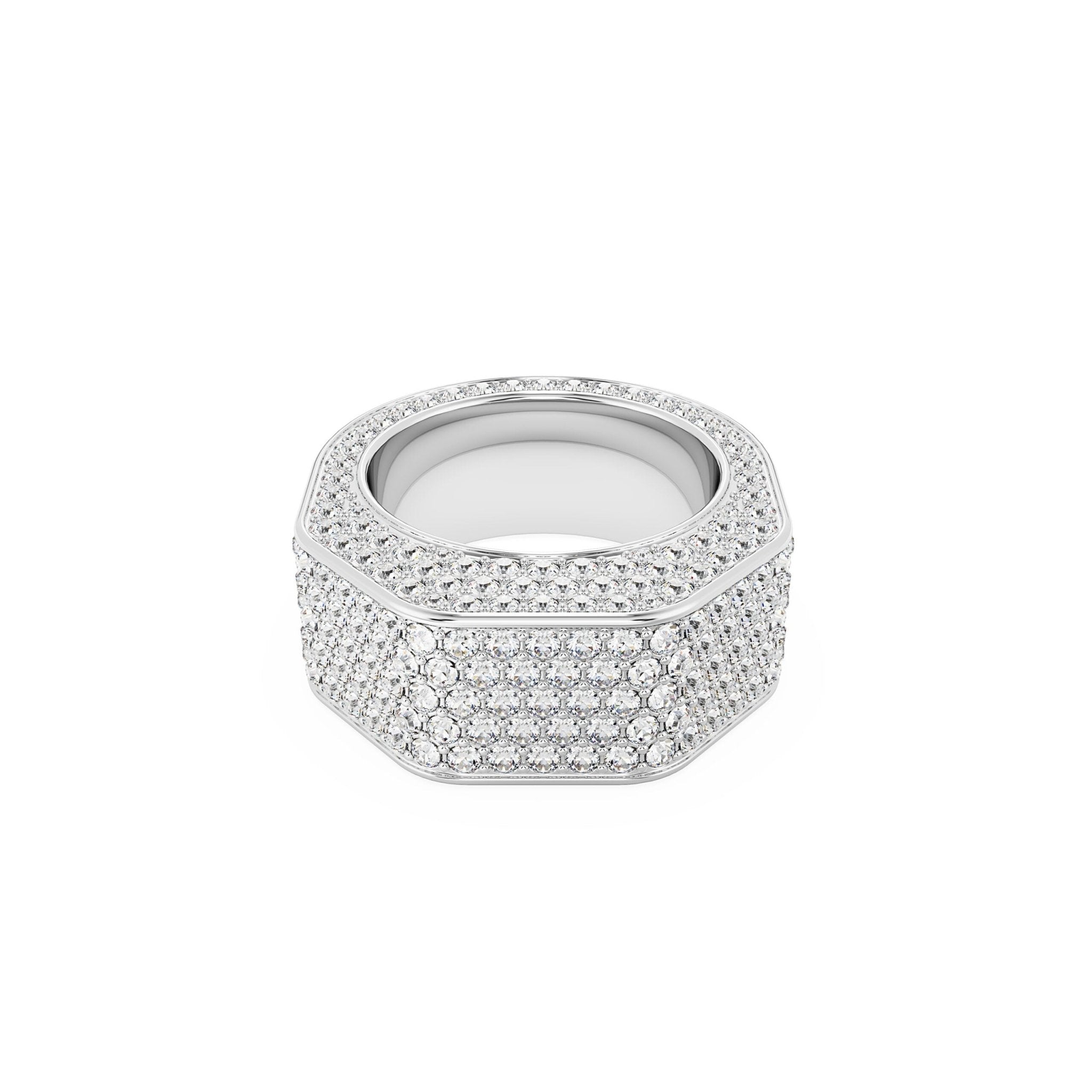 Swarovski Dextera Ring Octagon Shape, Pavé, White, Rhodium Plated -Swarovski