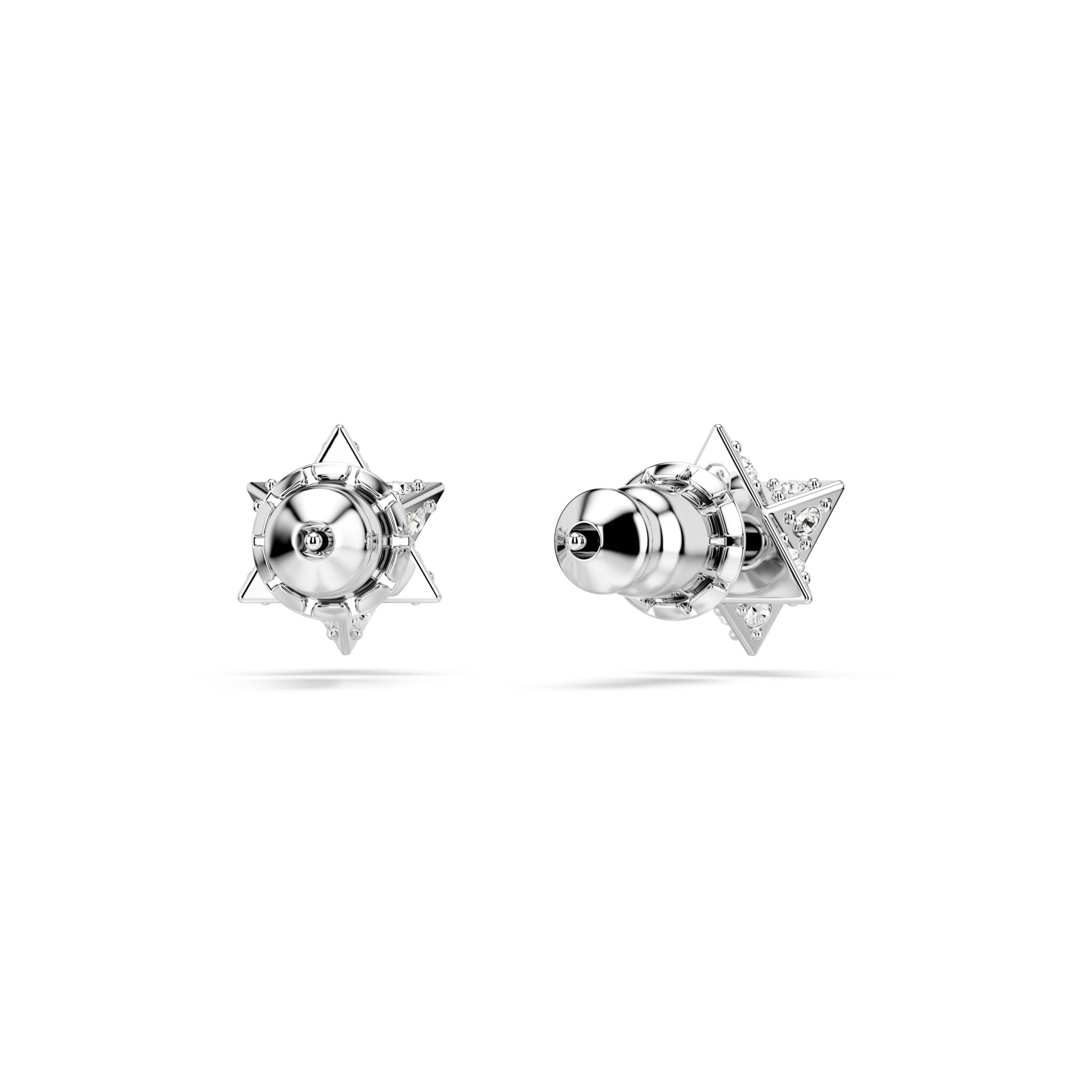 Swarovski Dextera Stud Earrings Round Cut, Star, White, Rhodium Plated -Swarovski