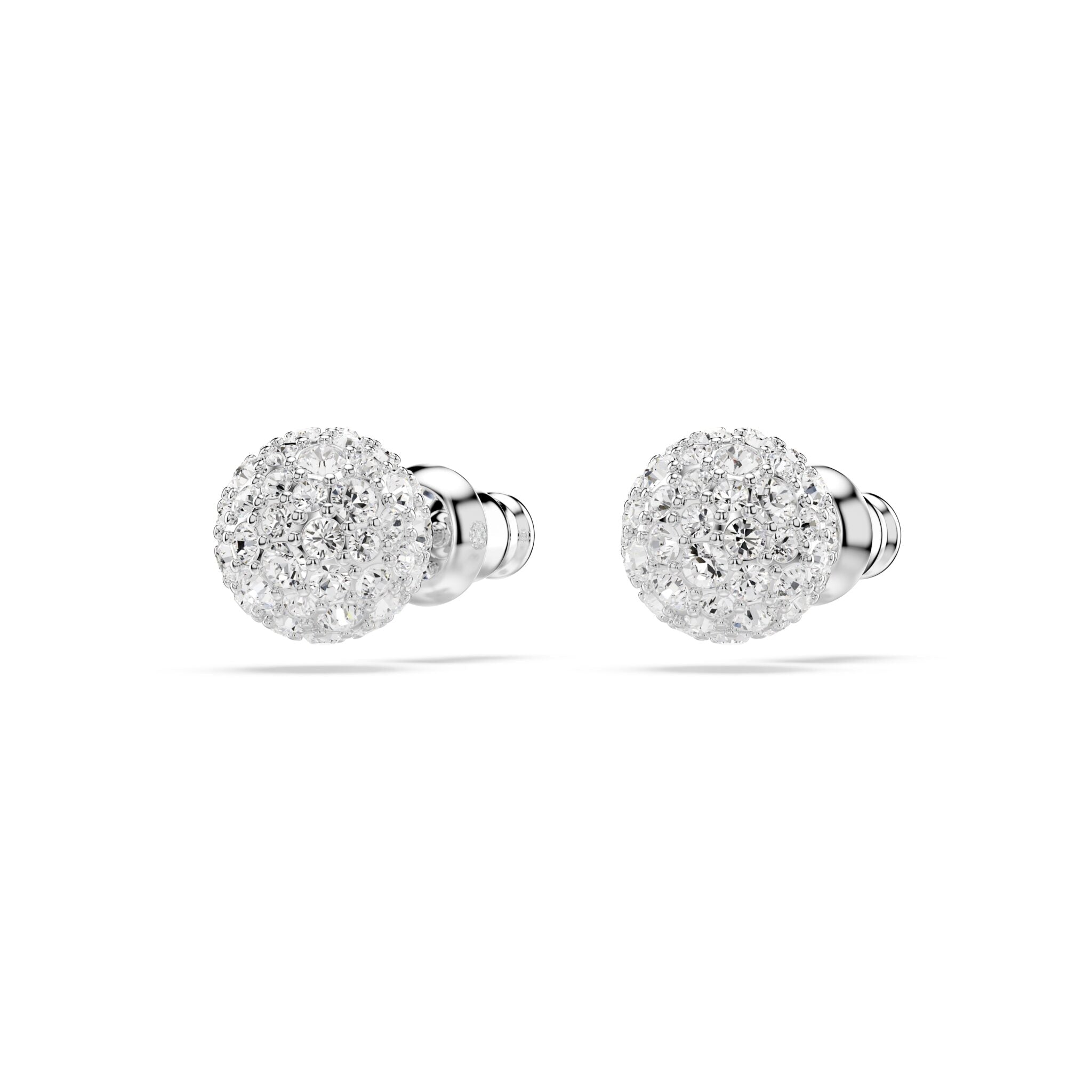 Swarovski Dextera Stud Earrings Round Cut, White, Rhodium Plated -Swarovski