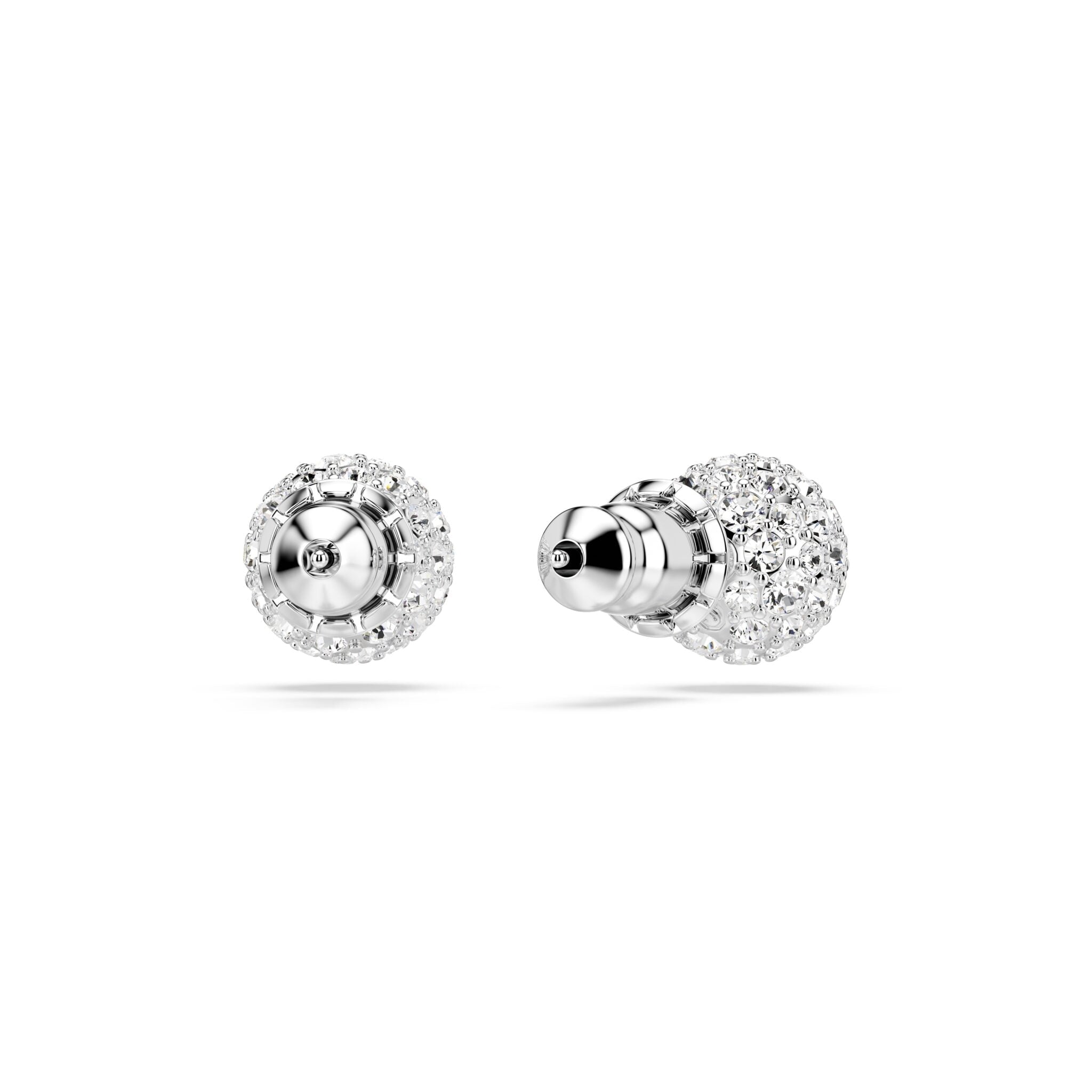 Swarovski Dextera Stud Earrings Round Cut, White, Rhodium Plated -Swarovski