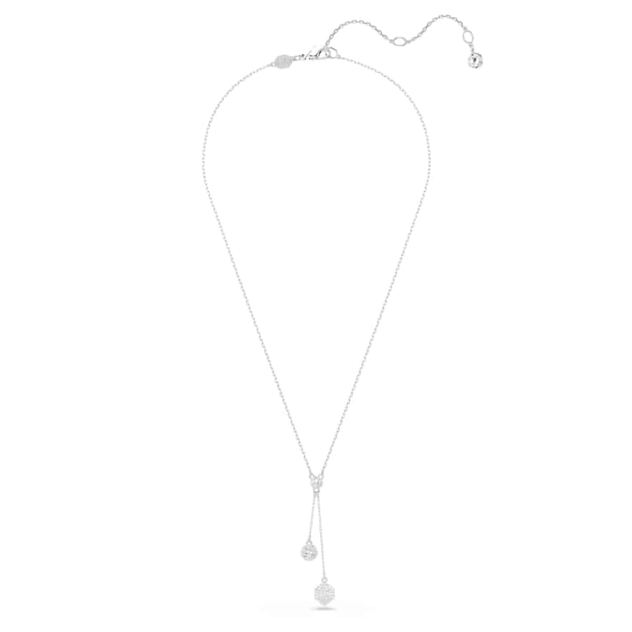 Swarovski Dextera Y Pendant, Round Cut, Sphere and Cube, White, Rhodium Plated -Swarovski