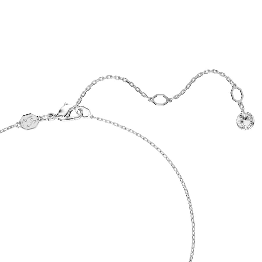 Swarovski Dextera Y Pendant, Round Cut, Sphere and Cube, White, Rhodium Plated -Swarovski