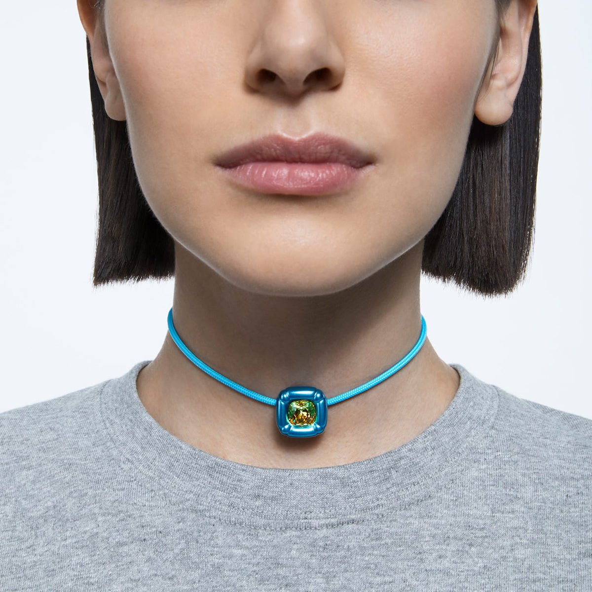 Swarovski Dulcis Choker Necklace, Cushion Cut Crystals, Blue -Swarovski