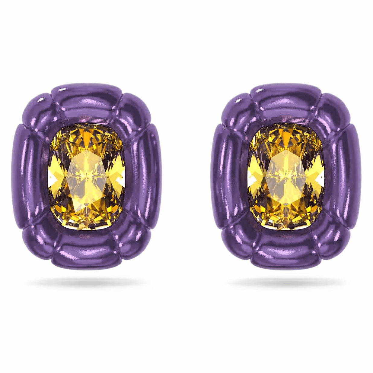 Swarovski Dulcis Clip Earrings Cushion Cut, Purple -Swarovski
