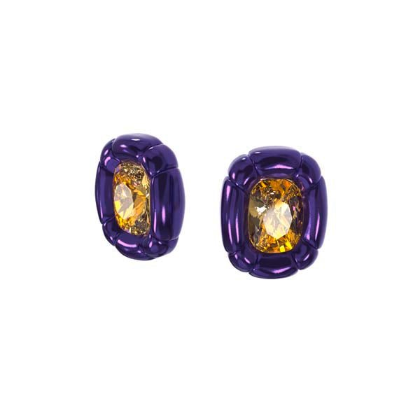 Swarovski Dulcis Clip Earrings Cushion Cut, Purple -Swarovski