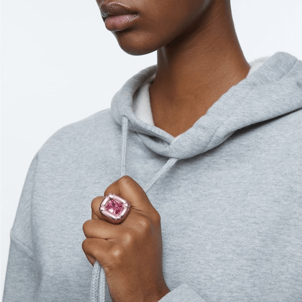Swarovski Dulcis Cocktail Ring Cushion Cut, Pink -Swarovski