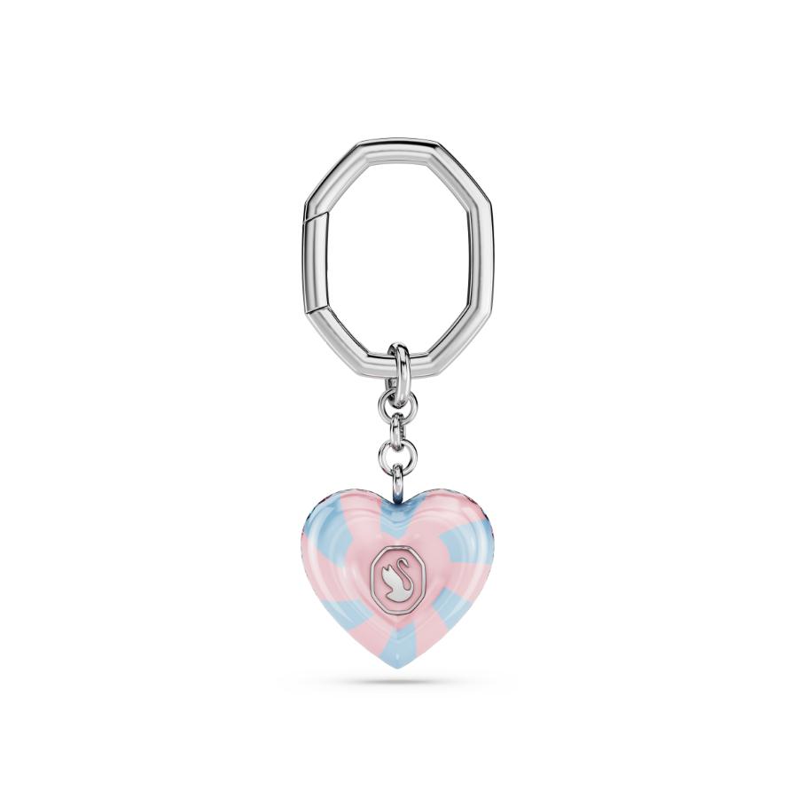 Swarovski Dulcis key ring, Heart cut, Heart, Multicolored, Rhodium plated -Swarovski