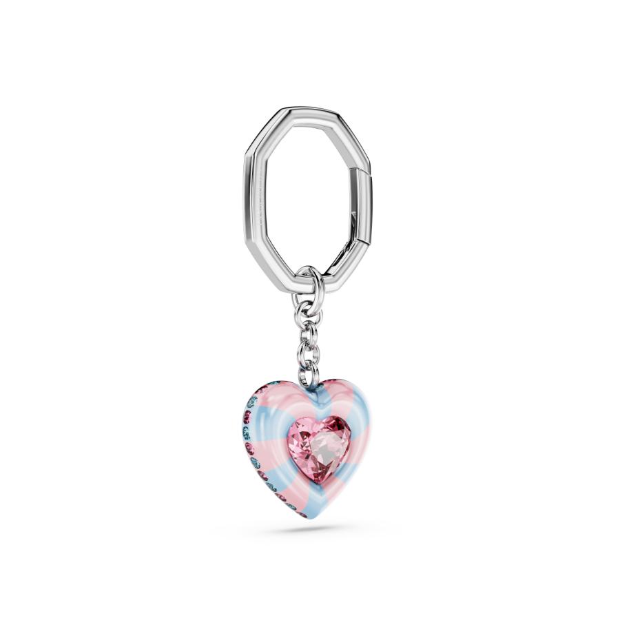 Swarovski Dulcis key ring, Heart cut, Heart, Multicolored, Rhodium plated -Swarovski