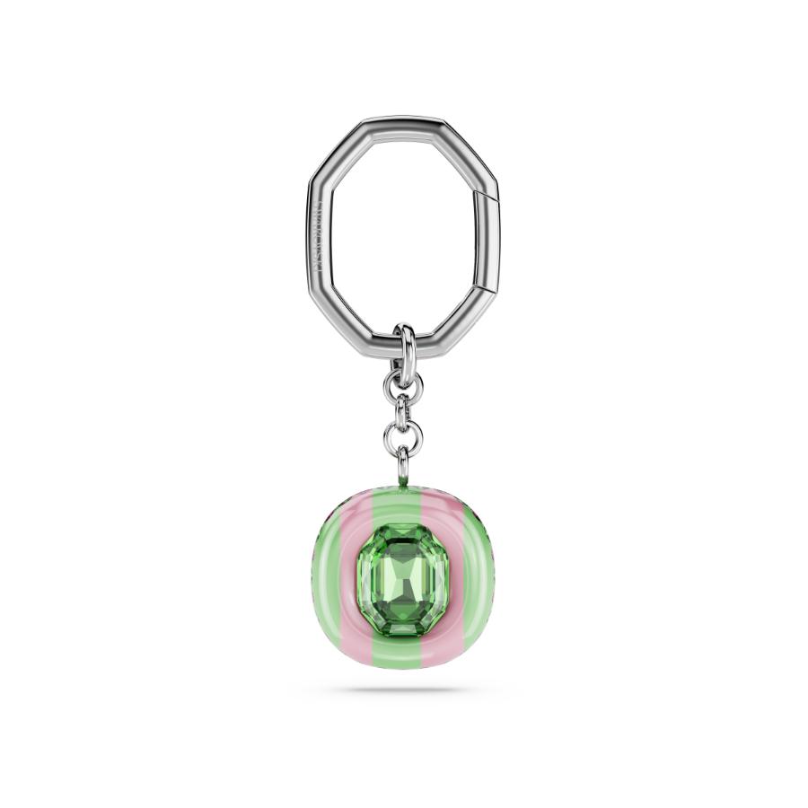 Swarovski Dulcis key ring, Octagon cut, Multicolored, Rhodium plated -Swarovski