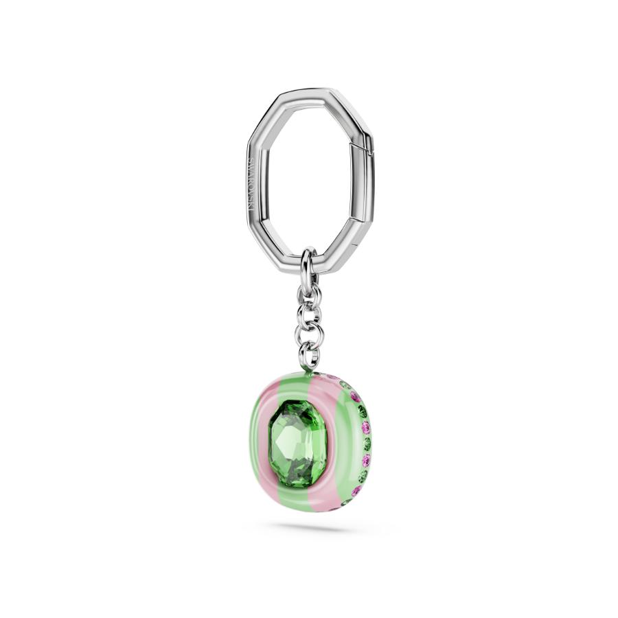 Swarovski Dulcis key ring, Octagon cut, Multicolored, Rhodium plated -Swarovski