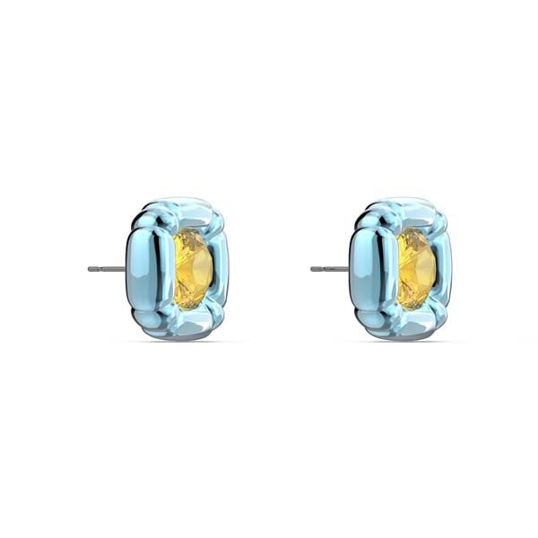 Swarovski Dulcis Stud Earrings Cushion Cut, Blue -Swarovski