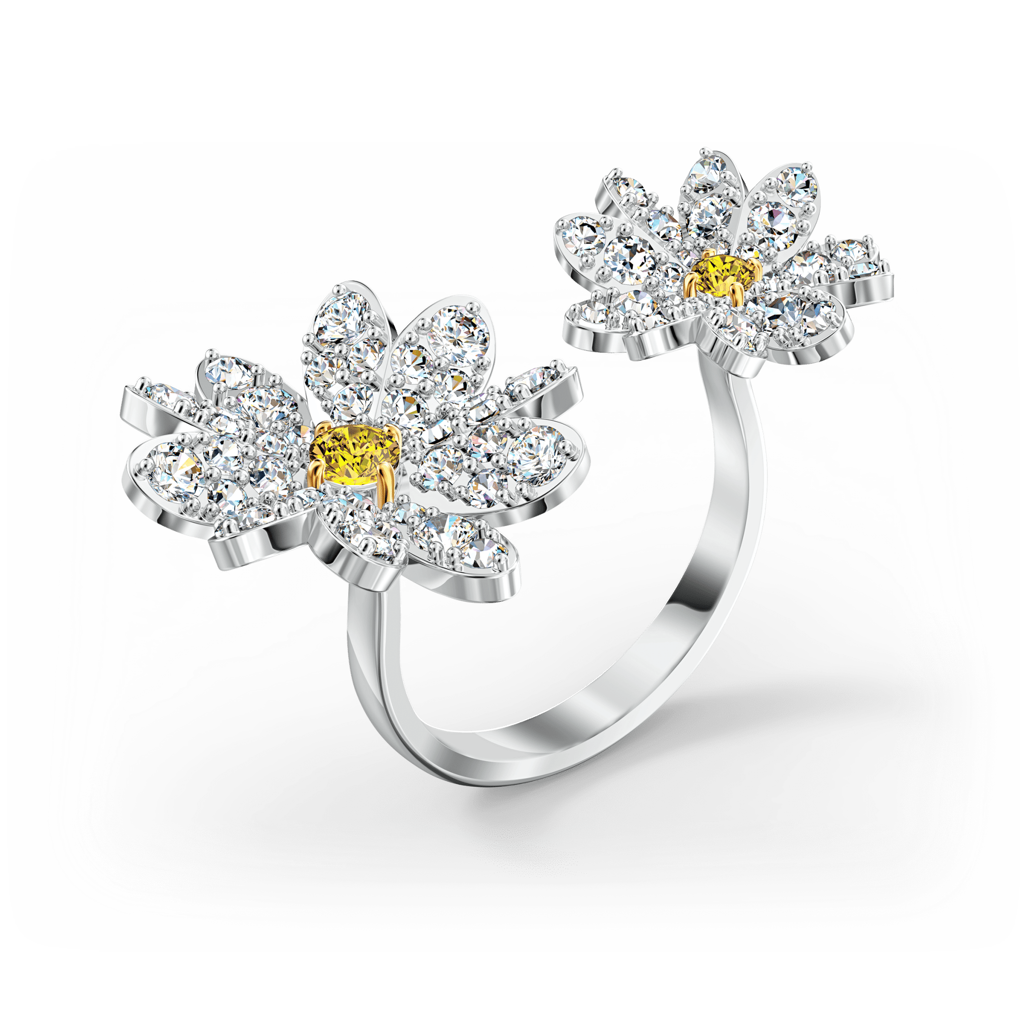 Swarovski Eternal Flower Open Ring, Yellow, Mixed Metal Finish -Swarovski
