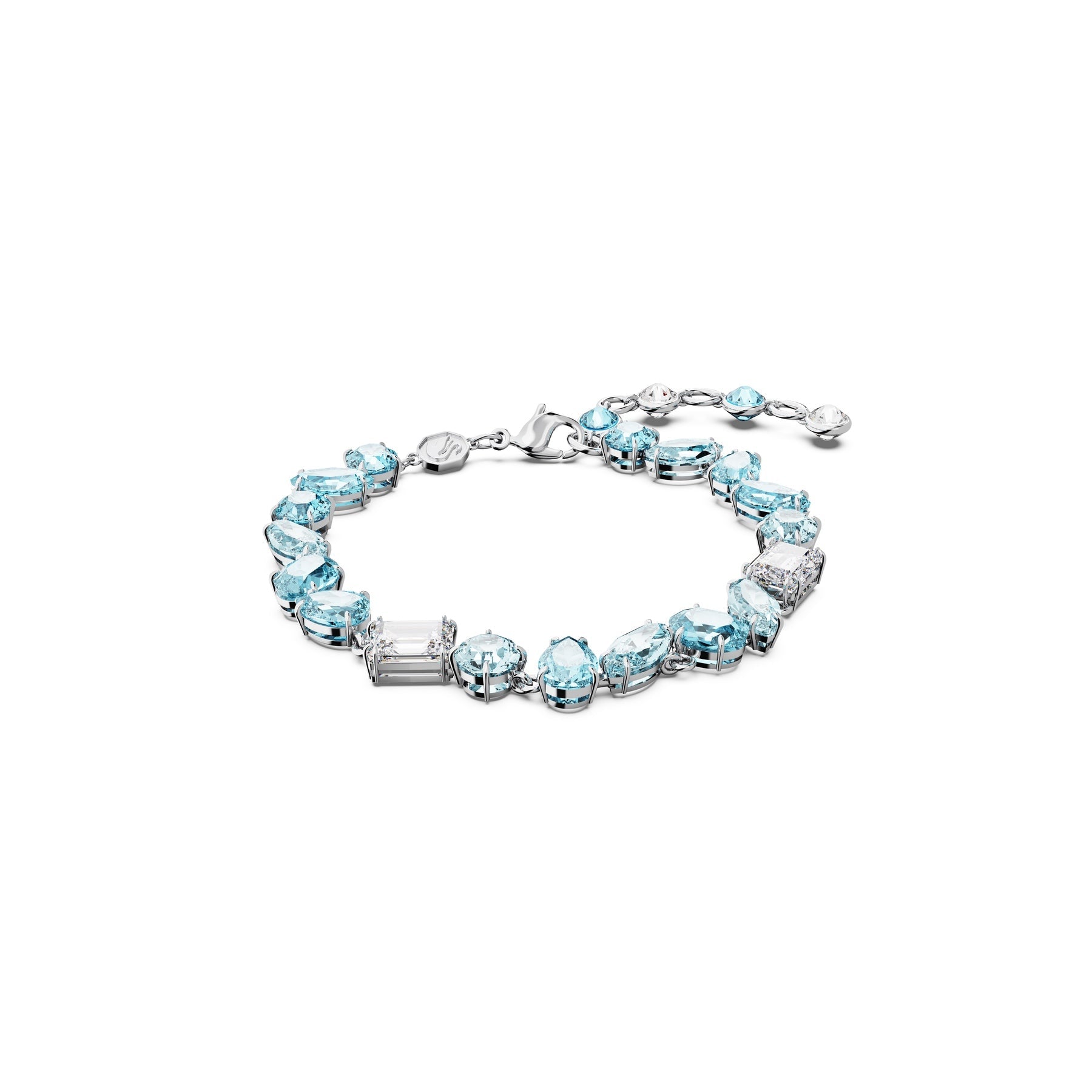 Swarovski Gema bracelet Mixed cuts, Blue, Rhodium plated -Swarovski