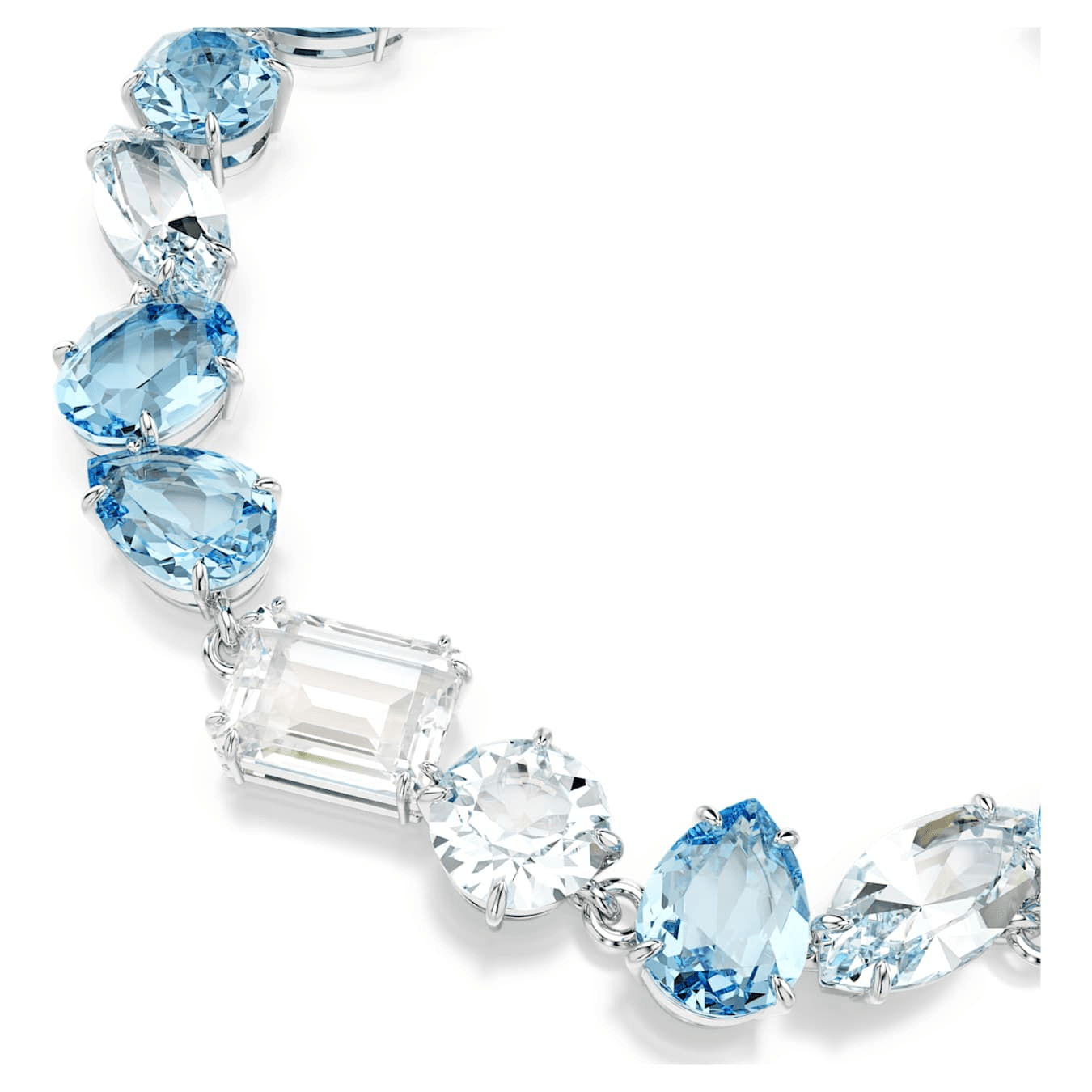 Swarovski Gema bracelet Mixed cuts, Blue, Rhodium plated -Swarovski