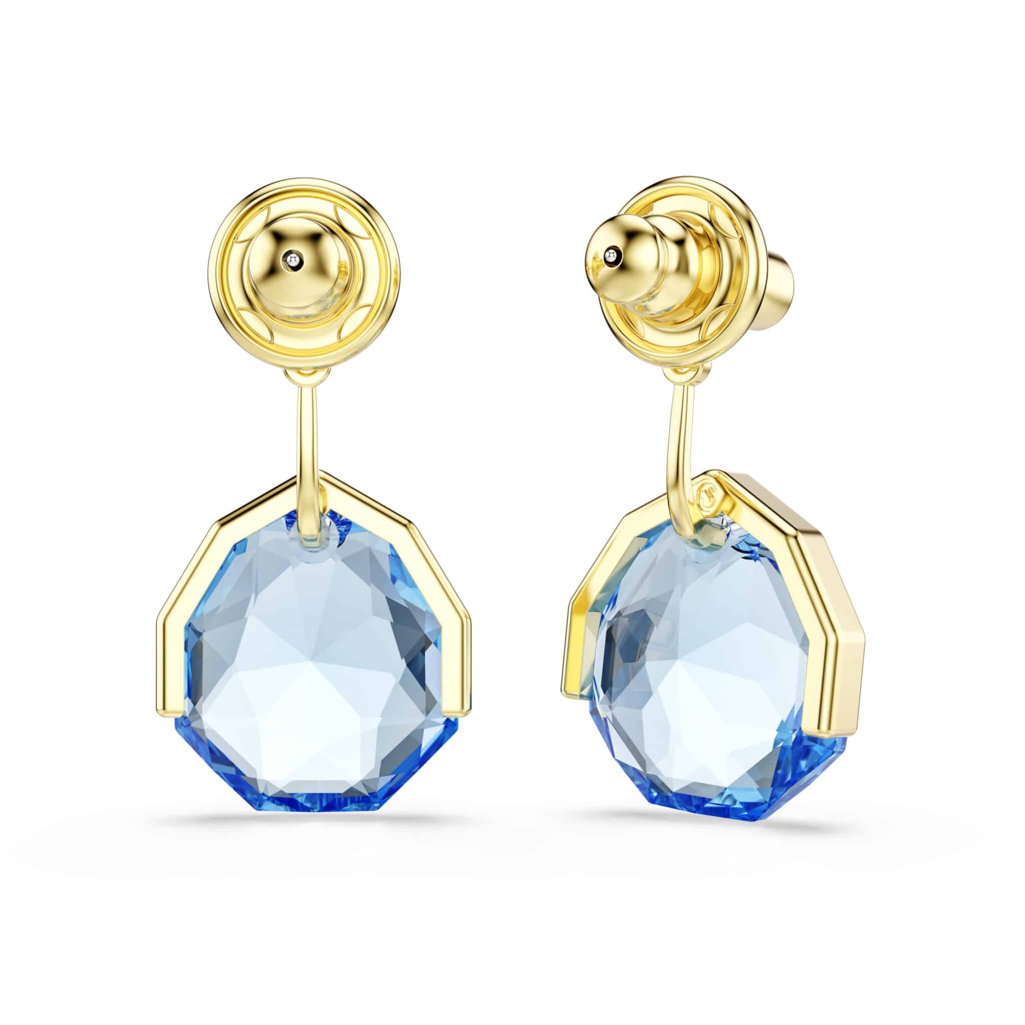 Swarovski Gema earring jackets, Blue, Gold-tone plated -Swarovski