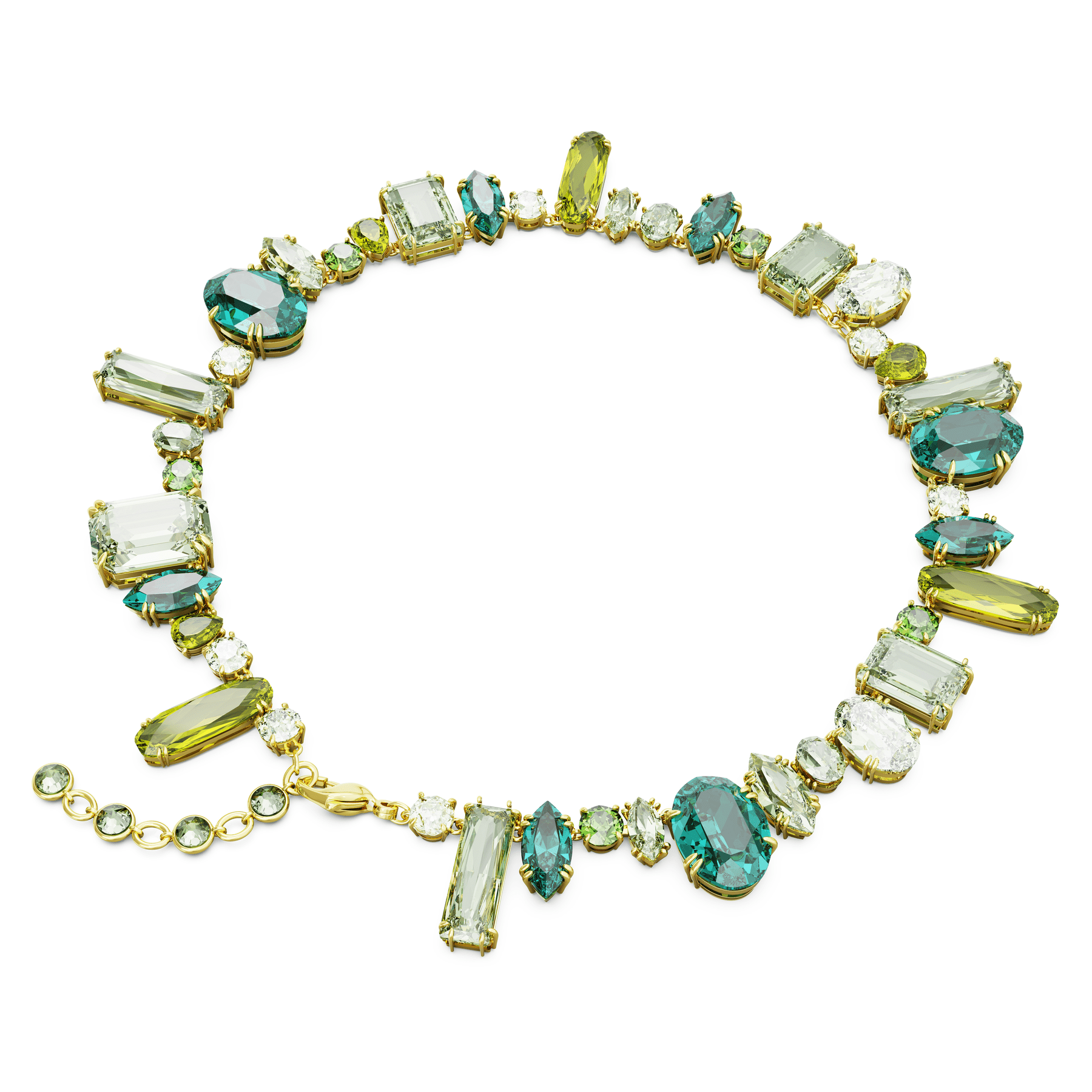 Swarovski Gema necklace Mixed cuts, Green, Gold-tone plated -Bohemia Crystal