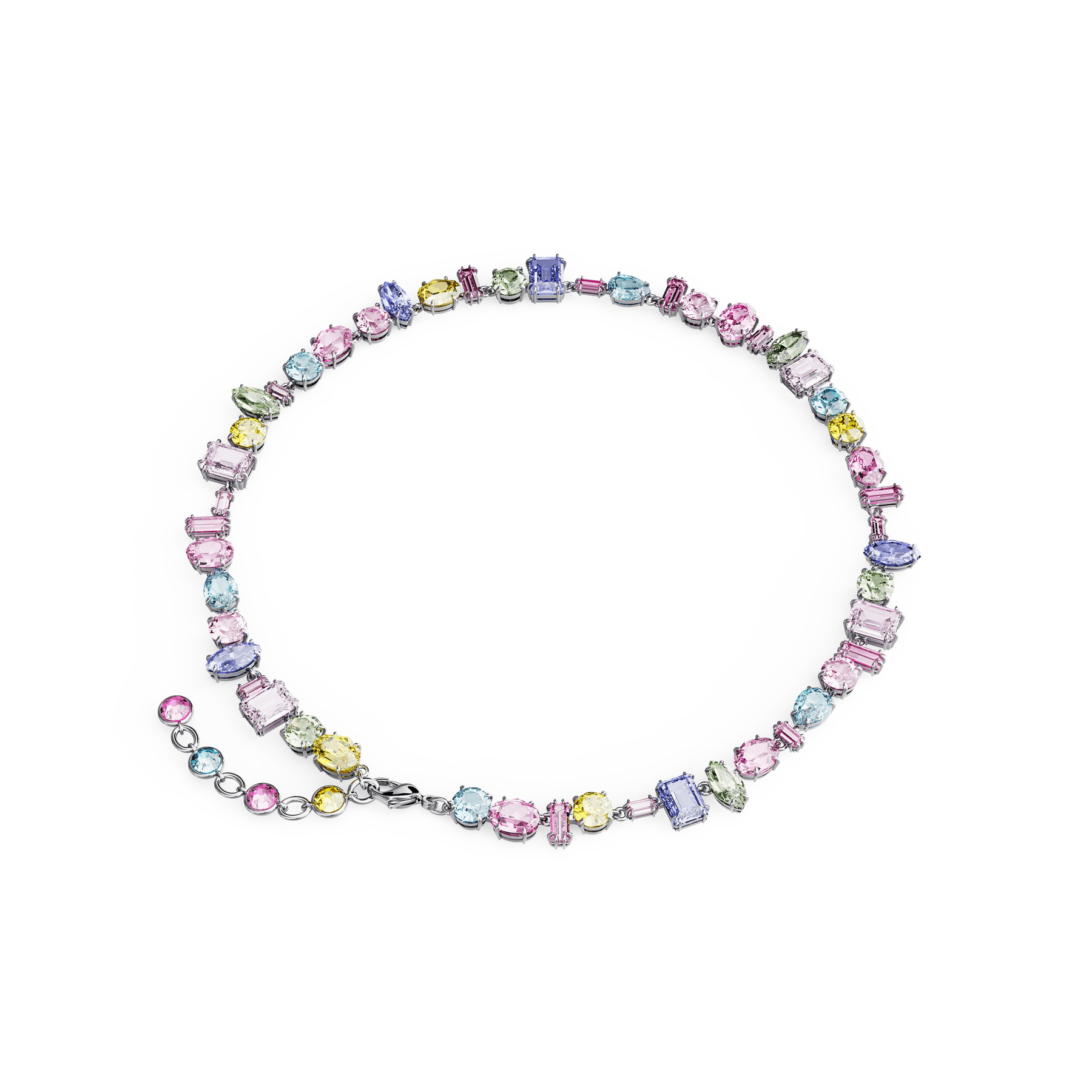 Swarovski Gema necklace Mixed cuts, Multicoloured, Rhodium plated -Swarovski