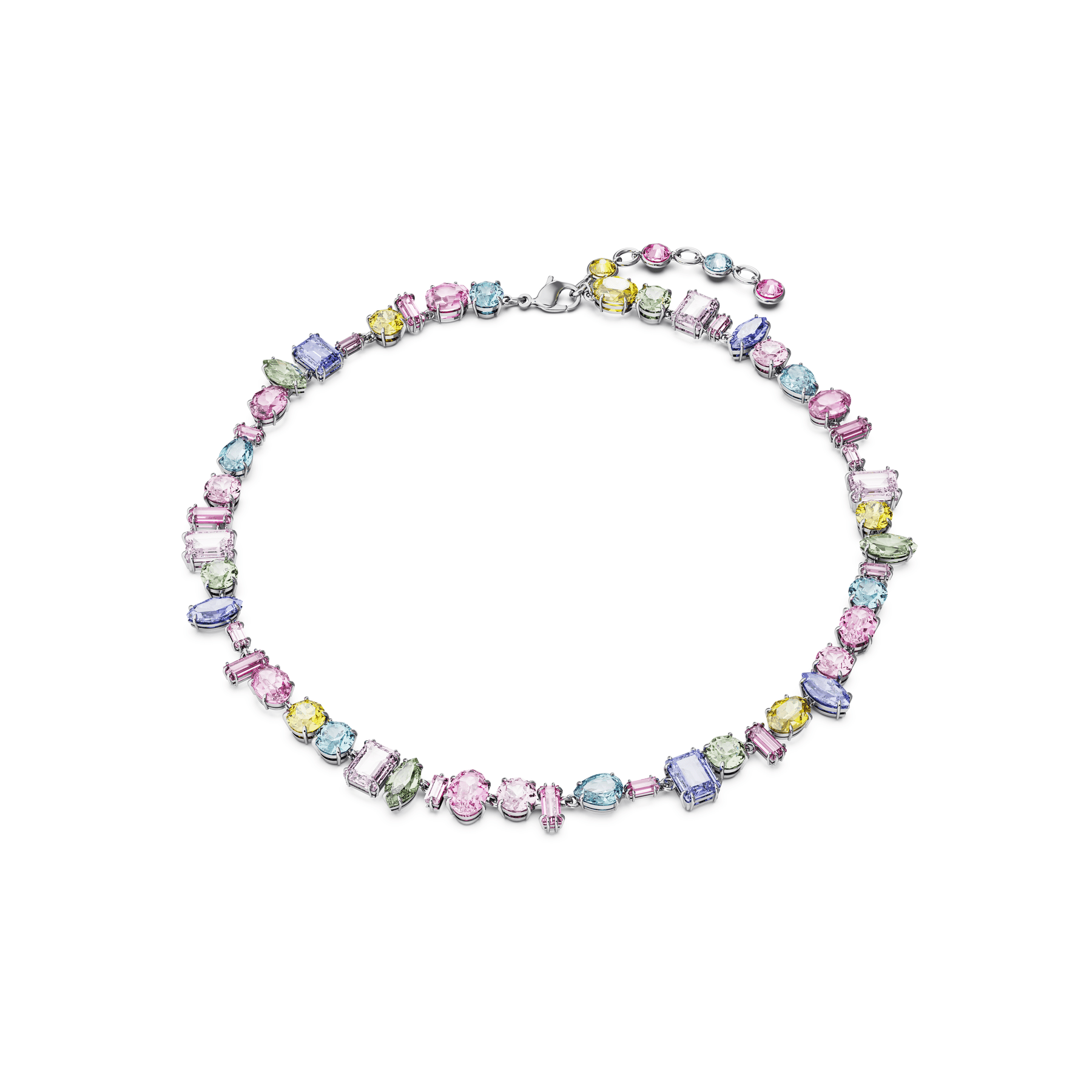 Swarovski Gema necklace Mixed cuts, Multicoloured, Rhodium plated -Swarovski