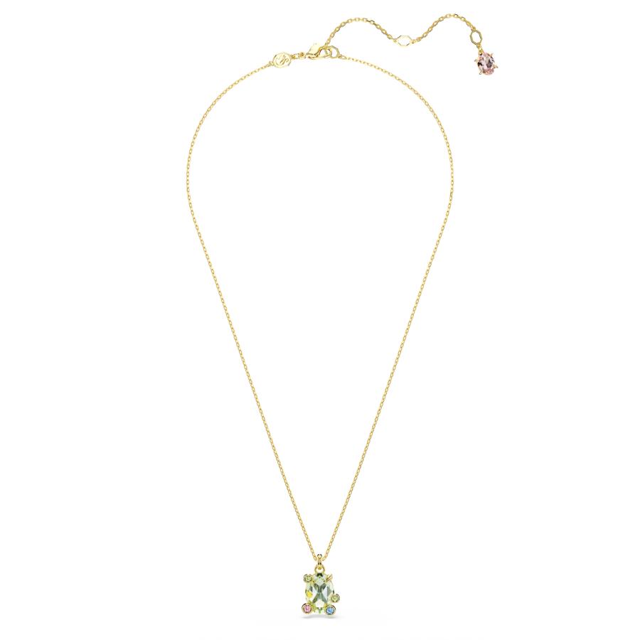 Swarovski Gema Pendant, Mixed Cuts, Multicolored, Gold-tone Plated -Swarovski