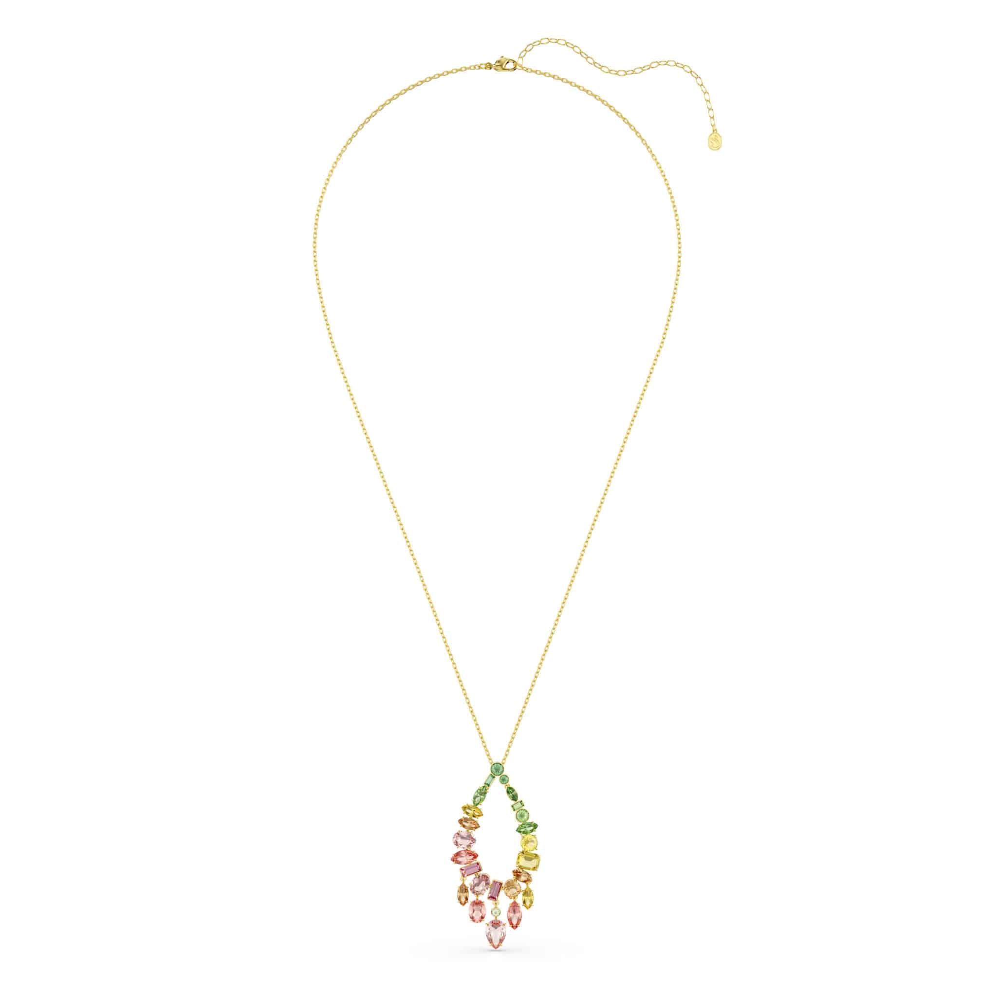 Swarovski Gema Pendant, Mixed cuts, Multicolored, Gold-tone plated -Swarovski