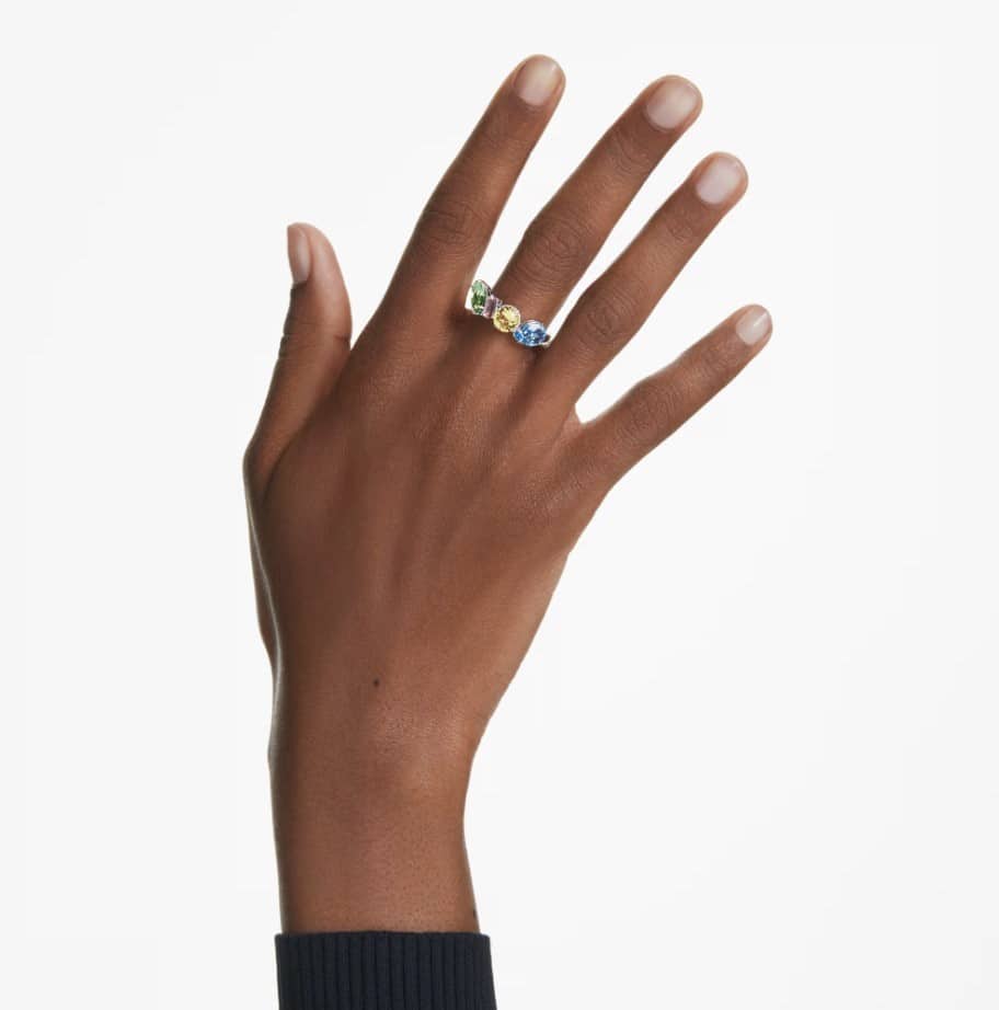Swarovski Gema Ring Mixed Cut, Multicolor, Rhodium Plated -Swarovski