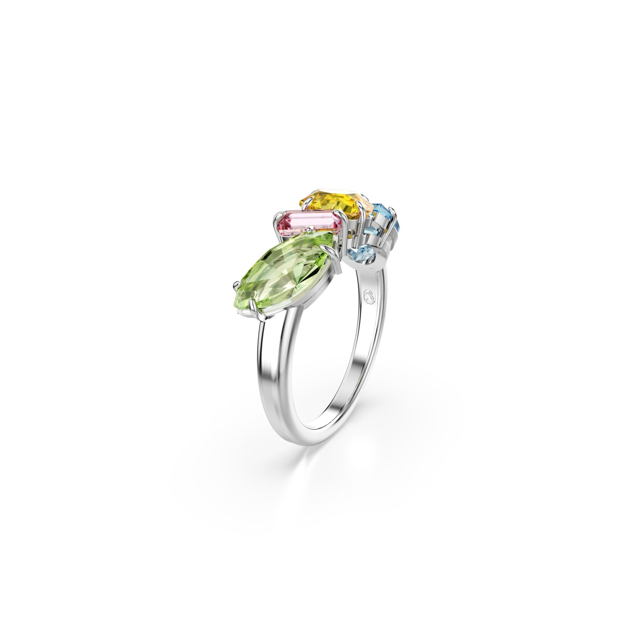 Swarovski Gema Ring Mixed Cut, Multicolor, Rhodium Plated -Swarovski