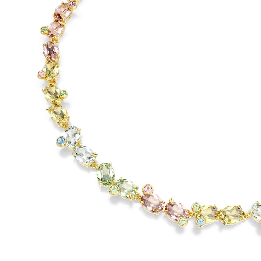 Swarovski Gema Tennis Necklace, Mixed Cuts, Multicolored, Gold-tone Plated -Swarovski