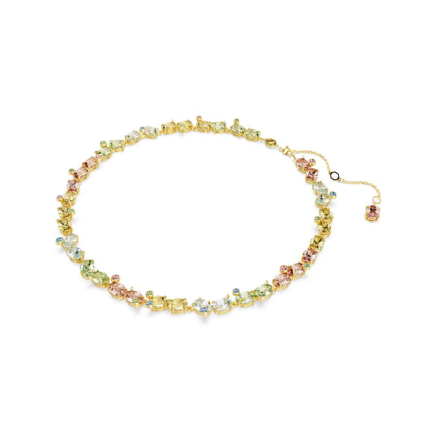 Swarovski Gema Tennis Necklace, Mixed Cuts, Multicolored, Gold-tone Plated -Swarovski