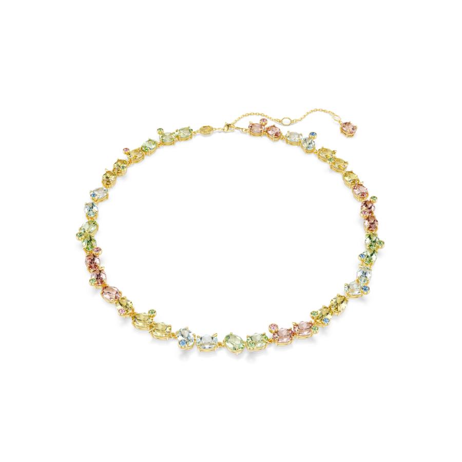 Swarovski Gema Tennis Necklace, Mixed Cuts, Multicolored, Gold-tone Plated -Swarovski