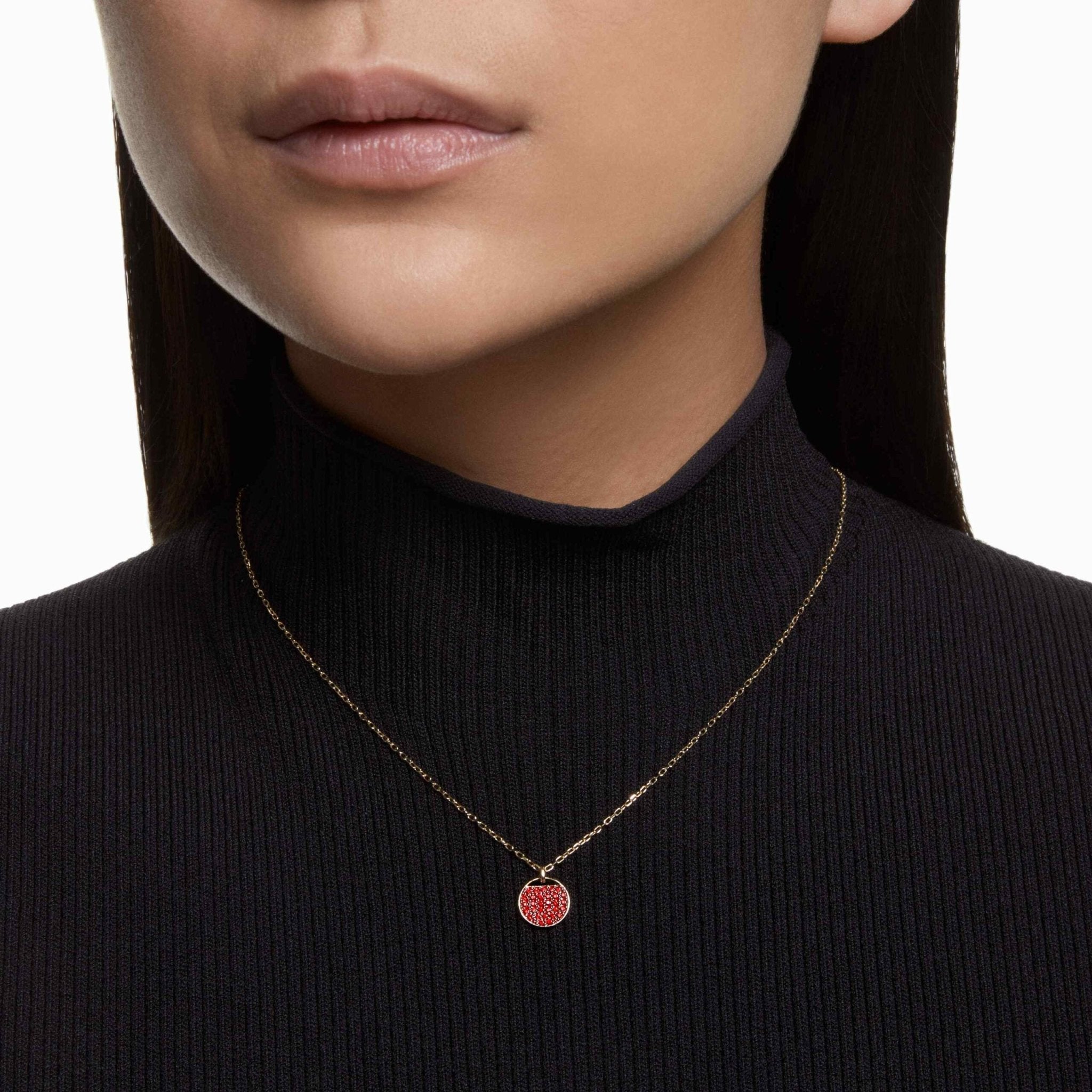 Swarovski Ginger Red Pendant Gold Tone Plated -Swarovski