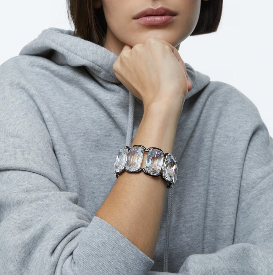 Swarovski Harmonia Cuff Oversized Floating Crystals, White, Mixed Metal Finish Medium -Swarovski