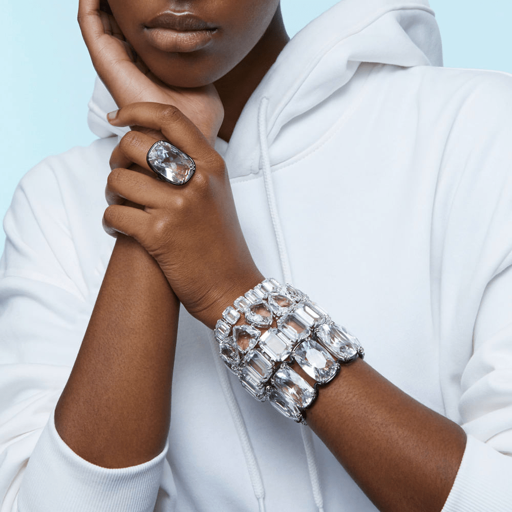 Swarovski Harmonia Ring, Oversized Crystal, White, Metal Mix -Swarovski