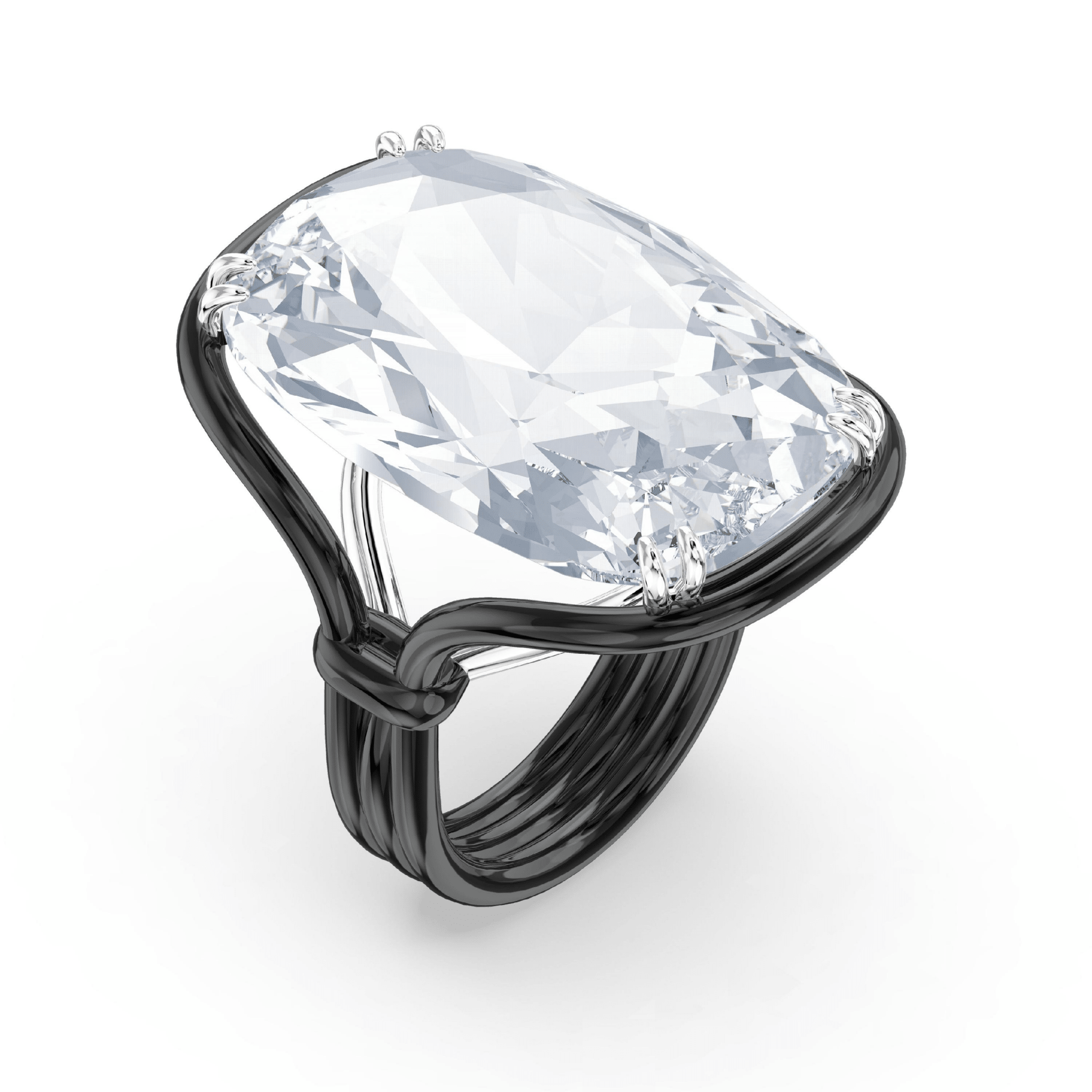 Swarovski Harmonia Ring, Oversized Crystal, White, Metal Mix -Swarovski