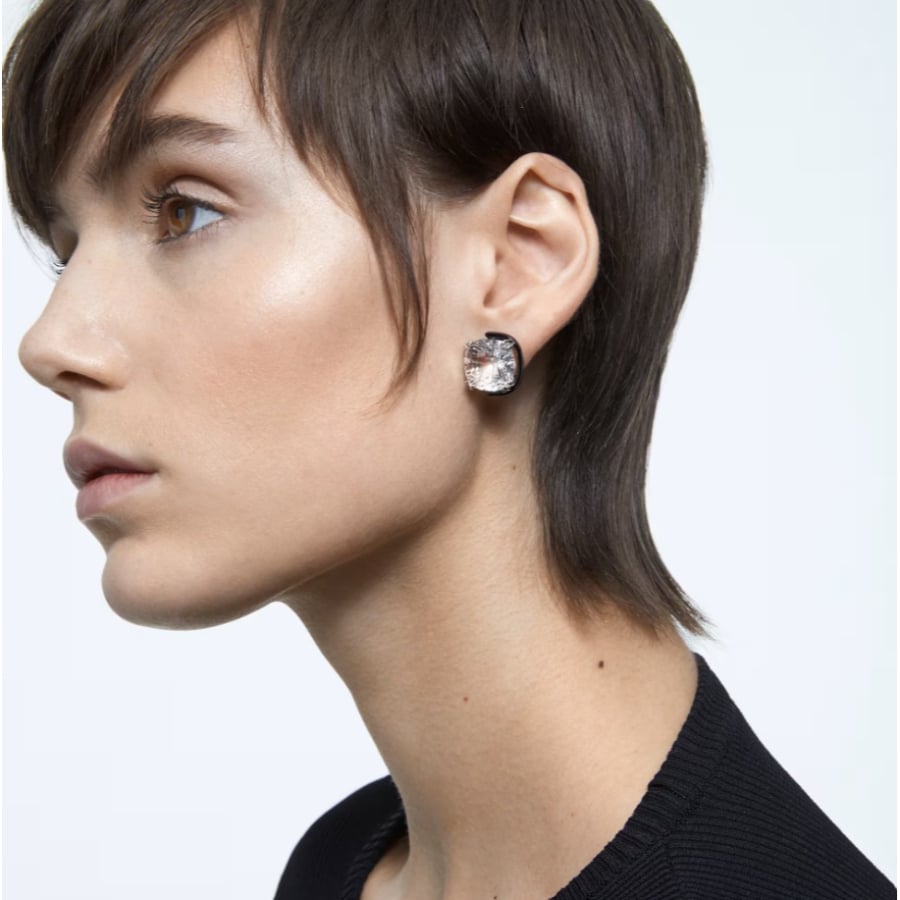 Swarovski Harmonia Stud Earrings Cushion Cut, White, Mix of finishes -Swarovski