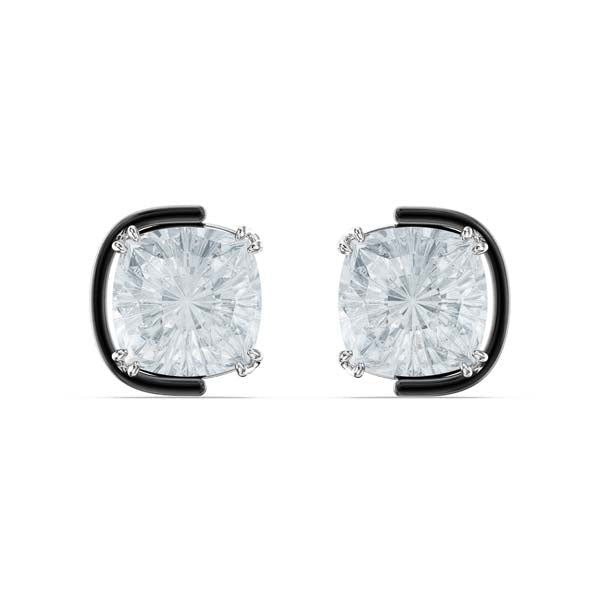 Swarovski Harmonia Stud Earrings Cushion Cut, White, Mix of finishes -Swarovski