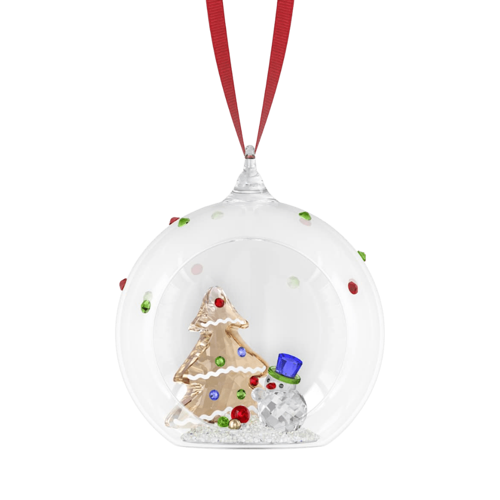 Swarovski Holiday Cheers Tree and Snowman Ball Ornament -Swaroski