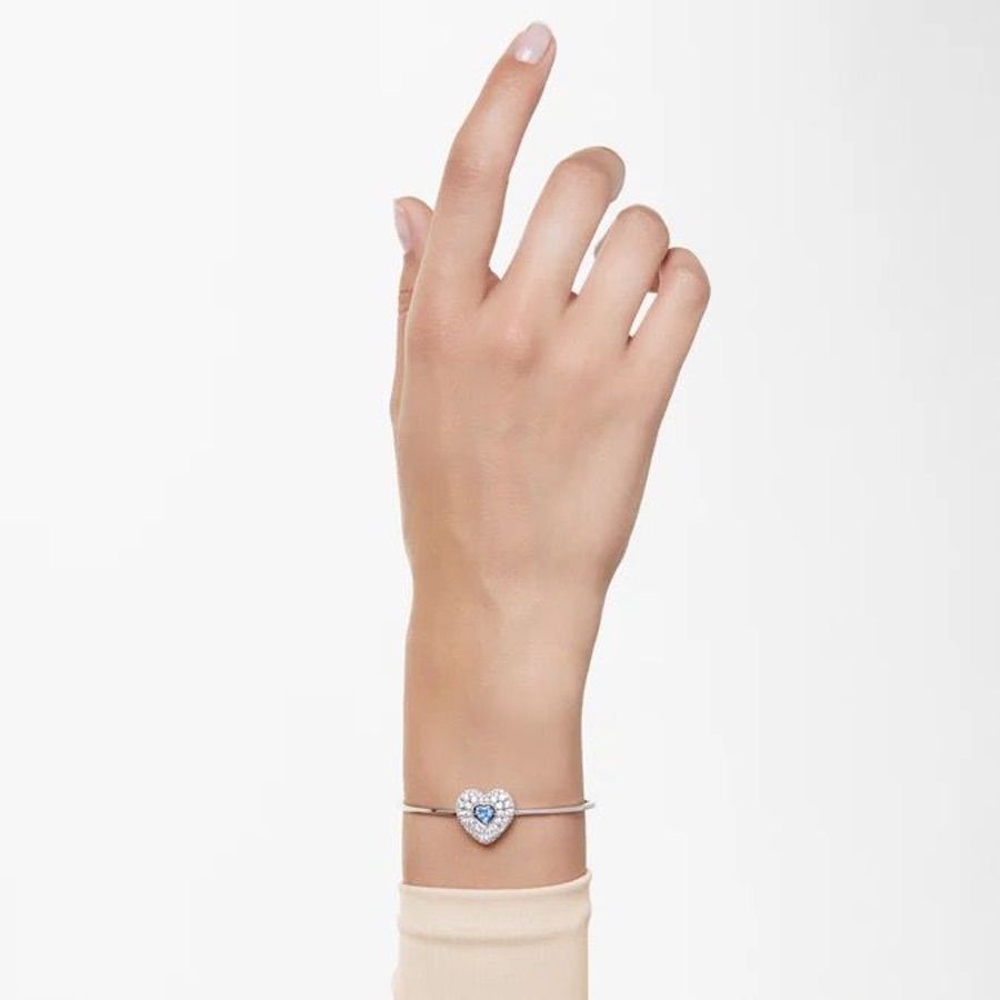 Swarovski Hyperbola Bangle Heart Blue Rhodium plated -Swarovski