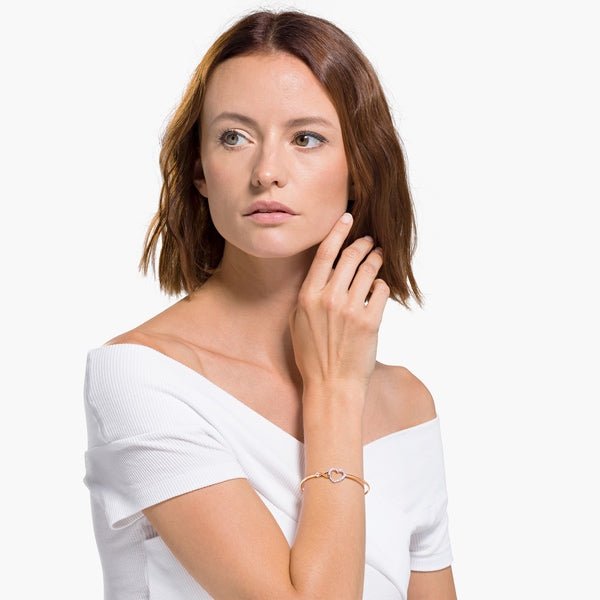 Swarovski Hyperbola bangle Infinity and heart, White, Mixed metal finish -Swarovski