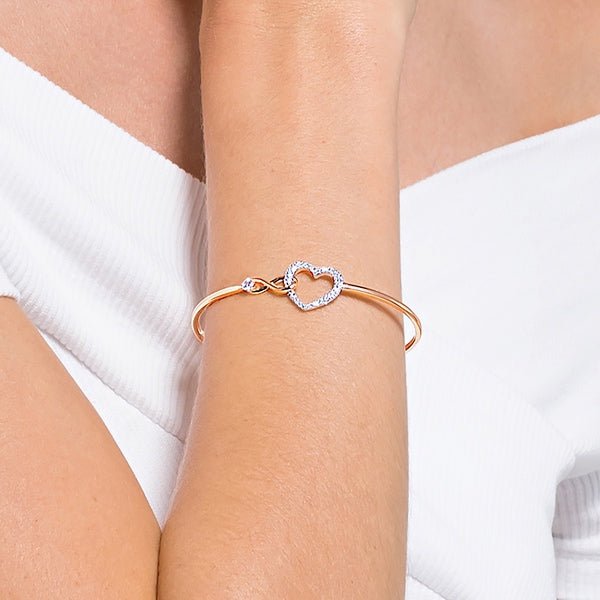 Swarovski Hyperbola bangle Infinity and heart, White, Mixed metal finish -Swarovski