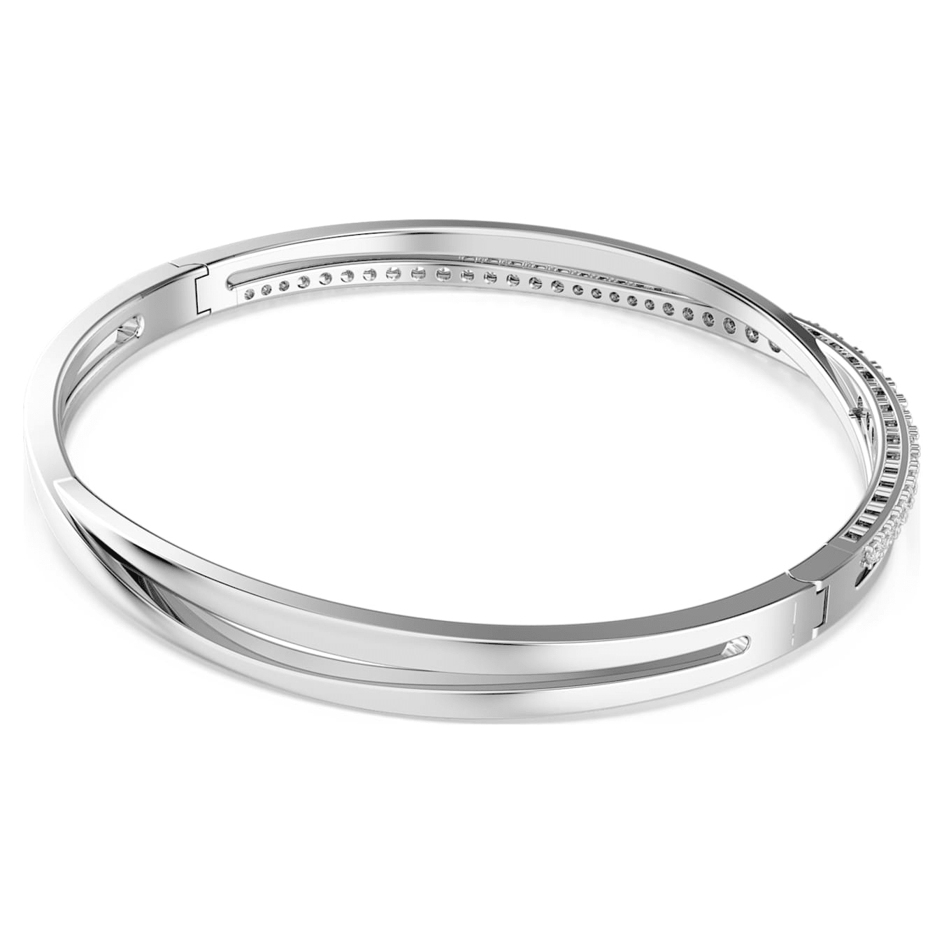 Swarovski Hyperbola Bangle Round Cut, White, Rhodium plated -Swarovski