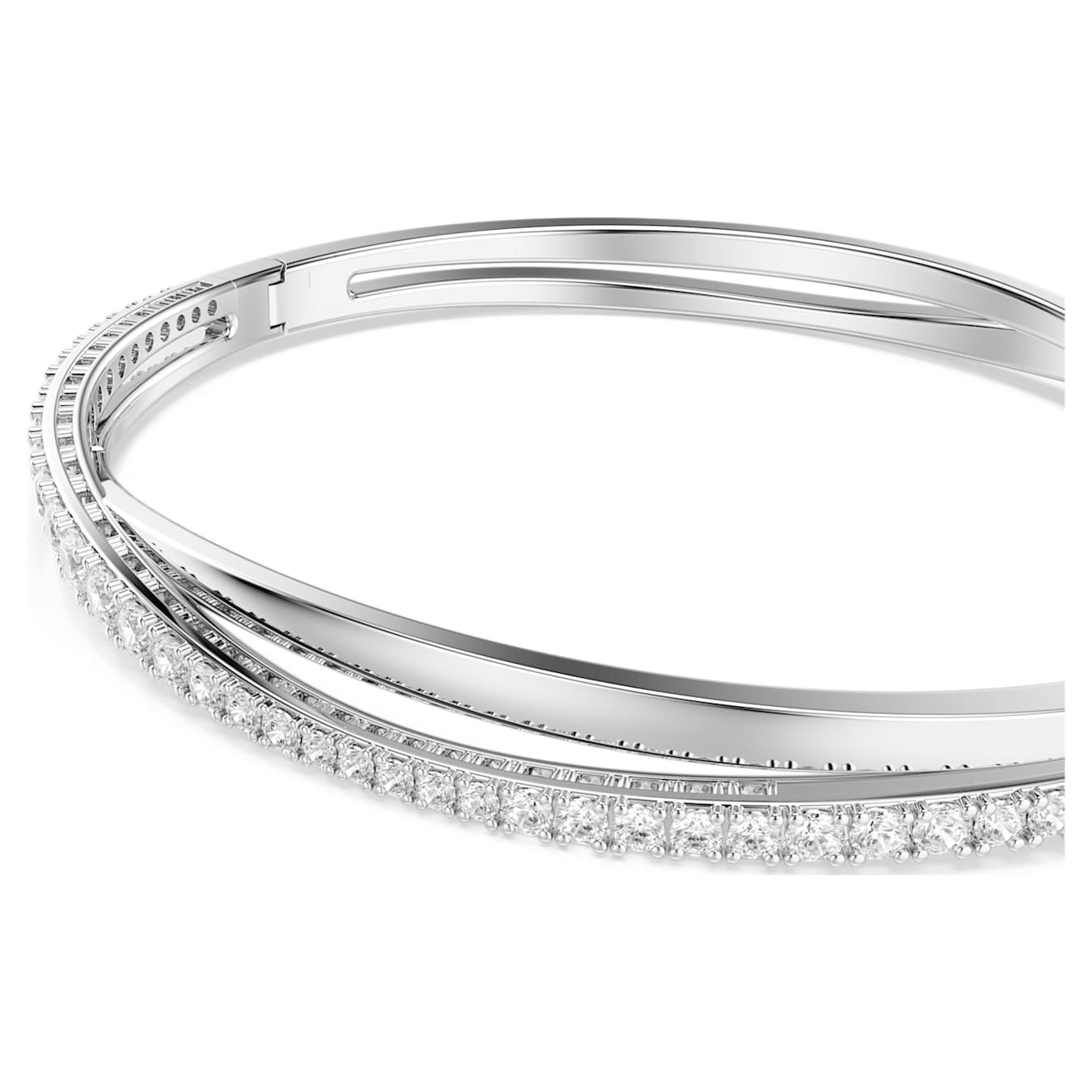 Swarovski Hyperbola Bangle Round Cut, White, Rhodium plated -Swarovski